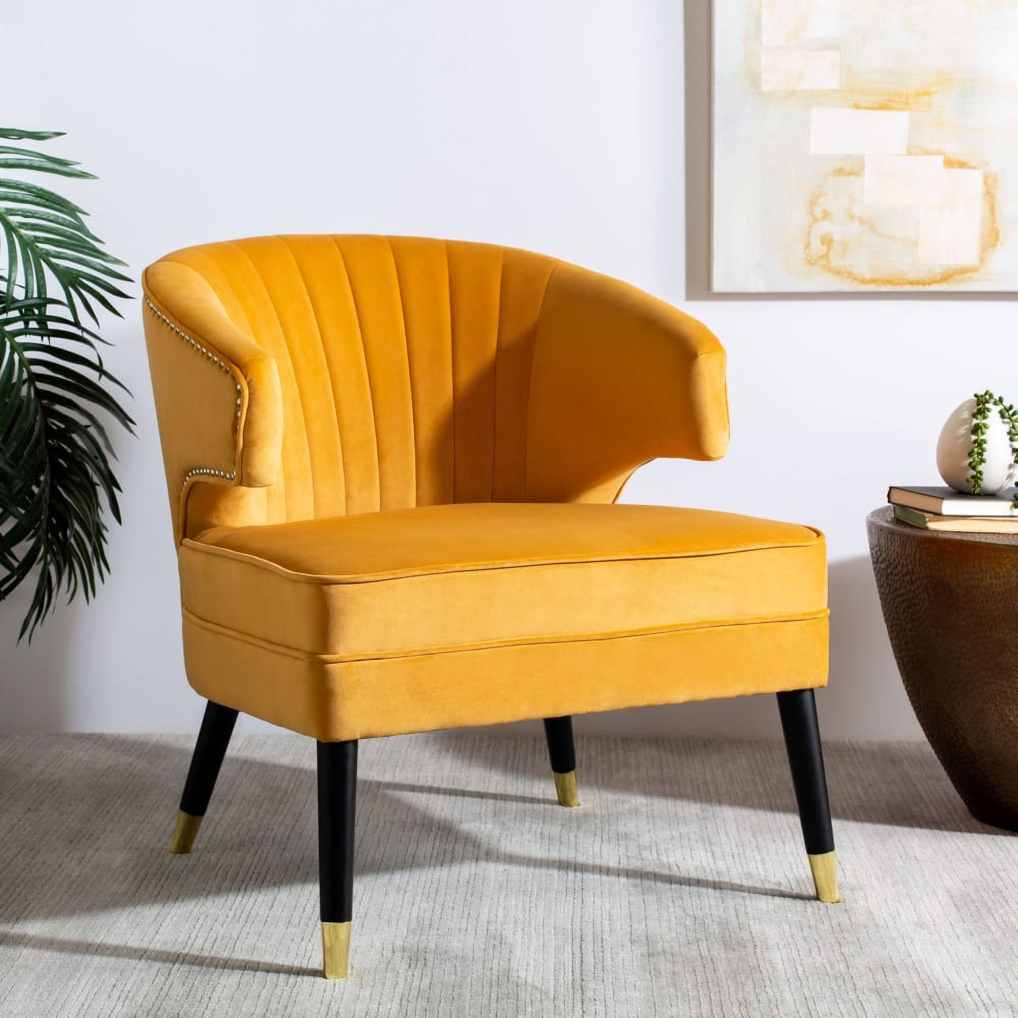 Stazia Marigold and Black Wingback Accent Chair by Safavieh 1StopBedrooms