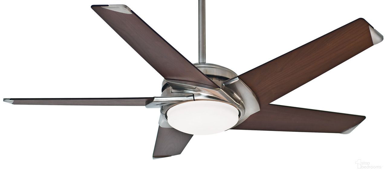 Stealth 54 Inch Ceiling Fan with LED Light Kit and Handheld Remote In Brushed Nickel and Walnut