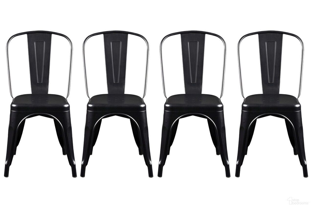 Steel Dining Side Chairs Set of 4 In Black
