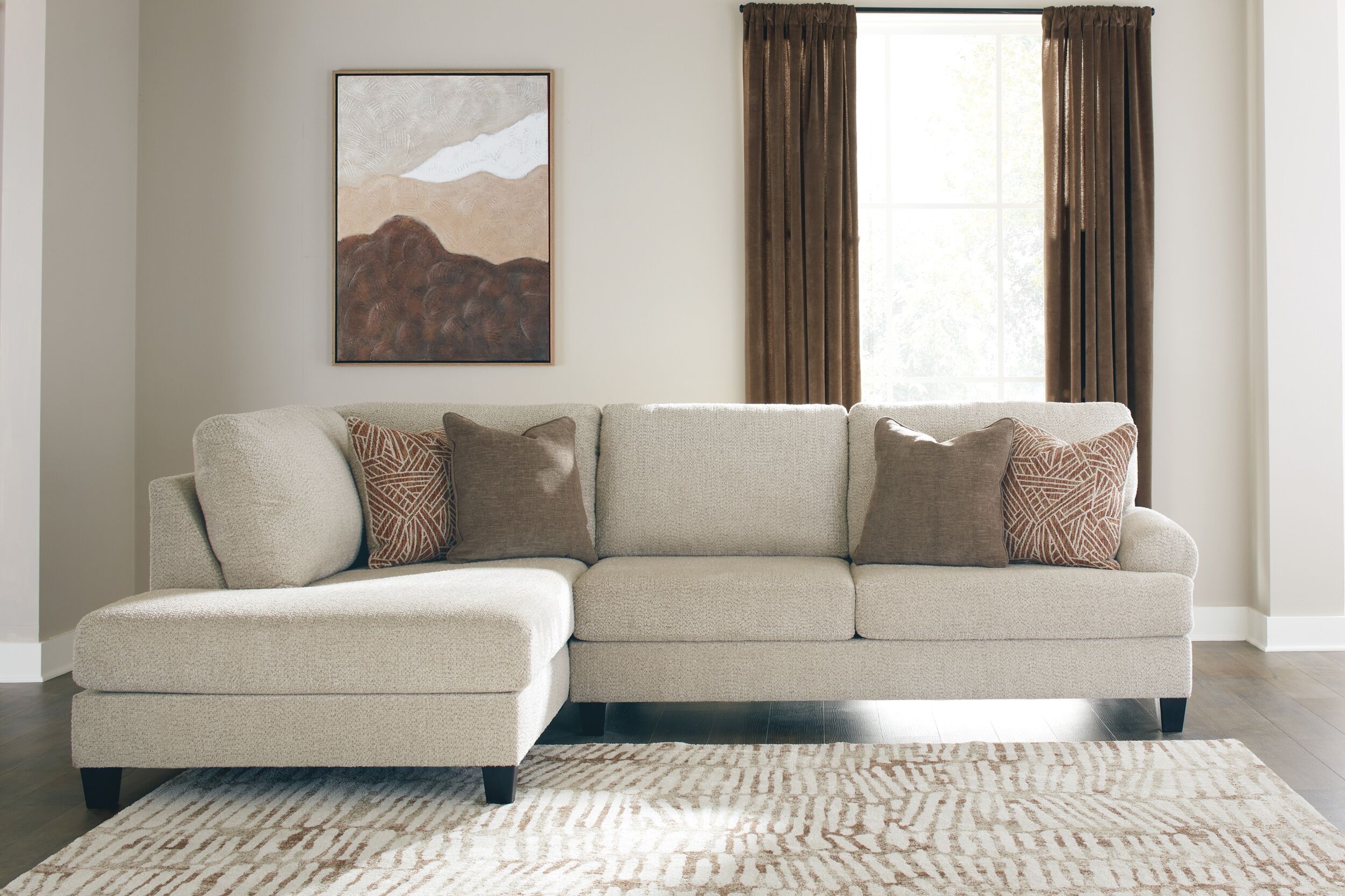 The appearance of Steelwater Retreat 2-Piece Sectional with LAF Chaise In Latte designed by Signature Design by Ashley in the transitional interior design. This latte piece of furniture was selected by 1StopBedrooms from Steelwater Retreat Collection to add a touch of cosiness and style into your home. Sku: 6670416;6670467. Material: Fabric.