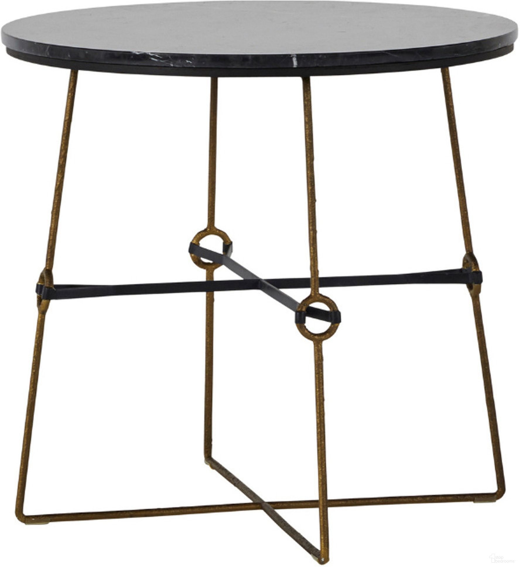 The appearance of Stefan Side Table In Black and Textured Stain Brass designed by Gabby in the transitional interior design. This black/textured stain brass piece of furniture  was selected by 1StopBedrooms from Stefan Collection to add a touch of cosiness and style into your home. Sku: SCH-166130. Material: Iron.