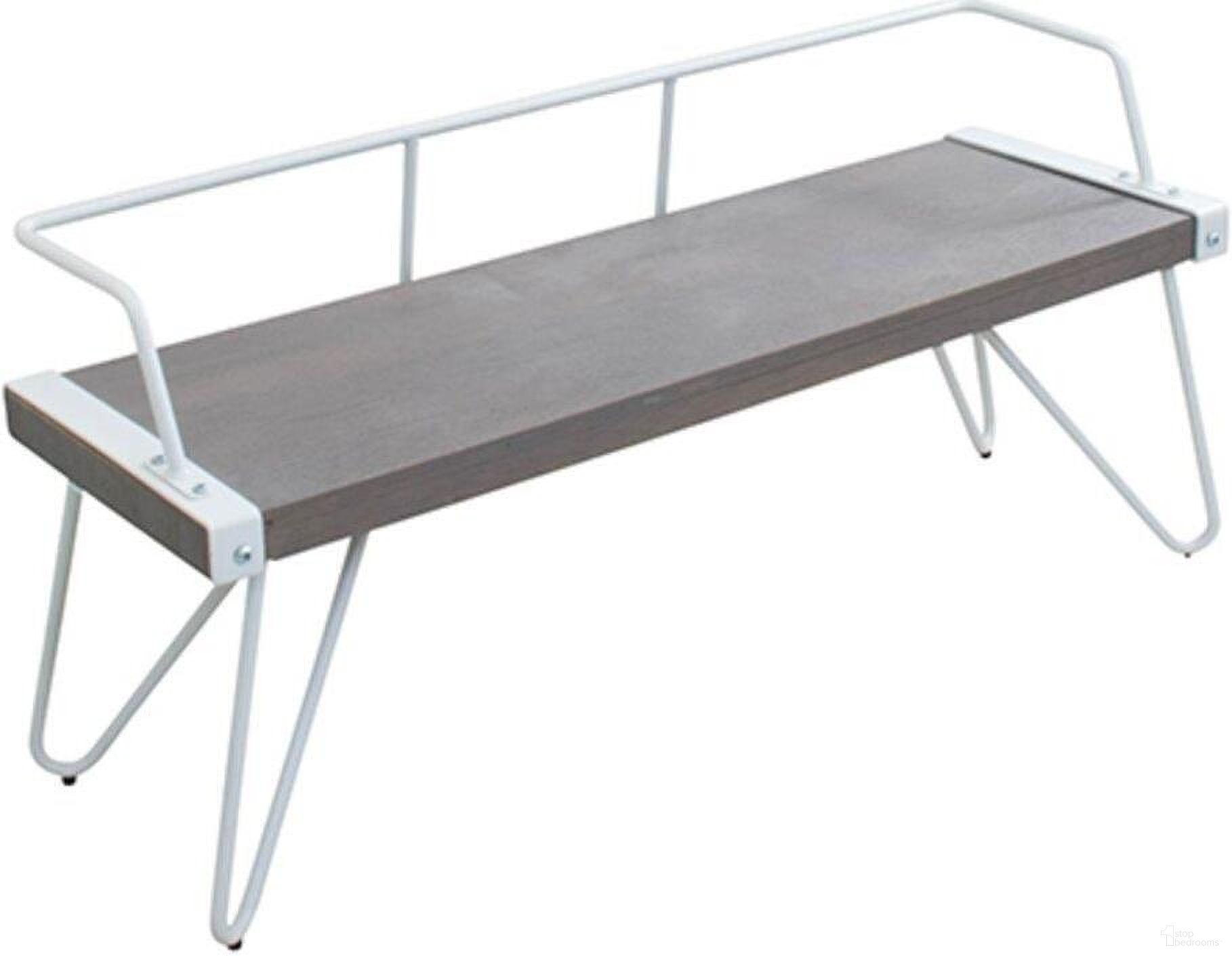 The appearance of Stefani Industrial Bench In White And Grey designed by Lumisource in the industrial interior design. This white piece of furniture  was selected by 1StopBedrooms from Stefani Collection to add a touch of cosiness and style into your home. Sku: DC-STFBEN GY+W. Material: Wood.