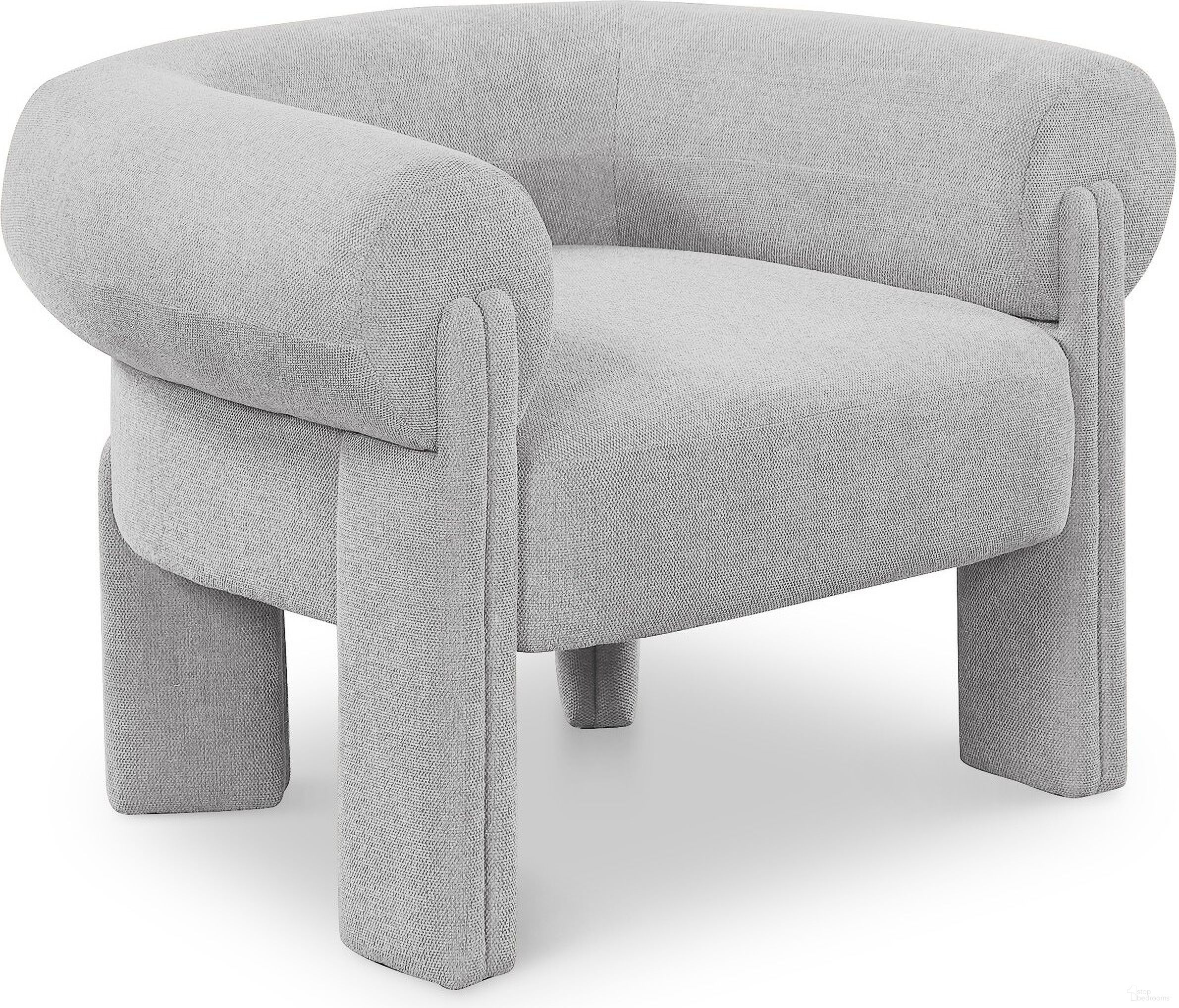 The appearance of Stefano Polyester Fabric Accent Chair In Grey designed by Meridian in the modern / contemporary interior design. This grey piece of furniture was selected by 1StopBedrooms from Stefano Collection to add a touch of cosiness and style into your home. Sku: 482Grey. Material: Wood.