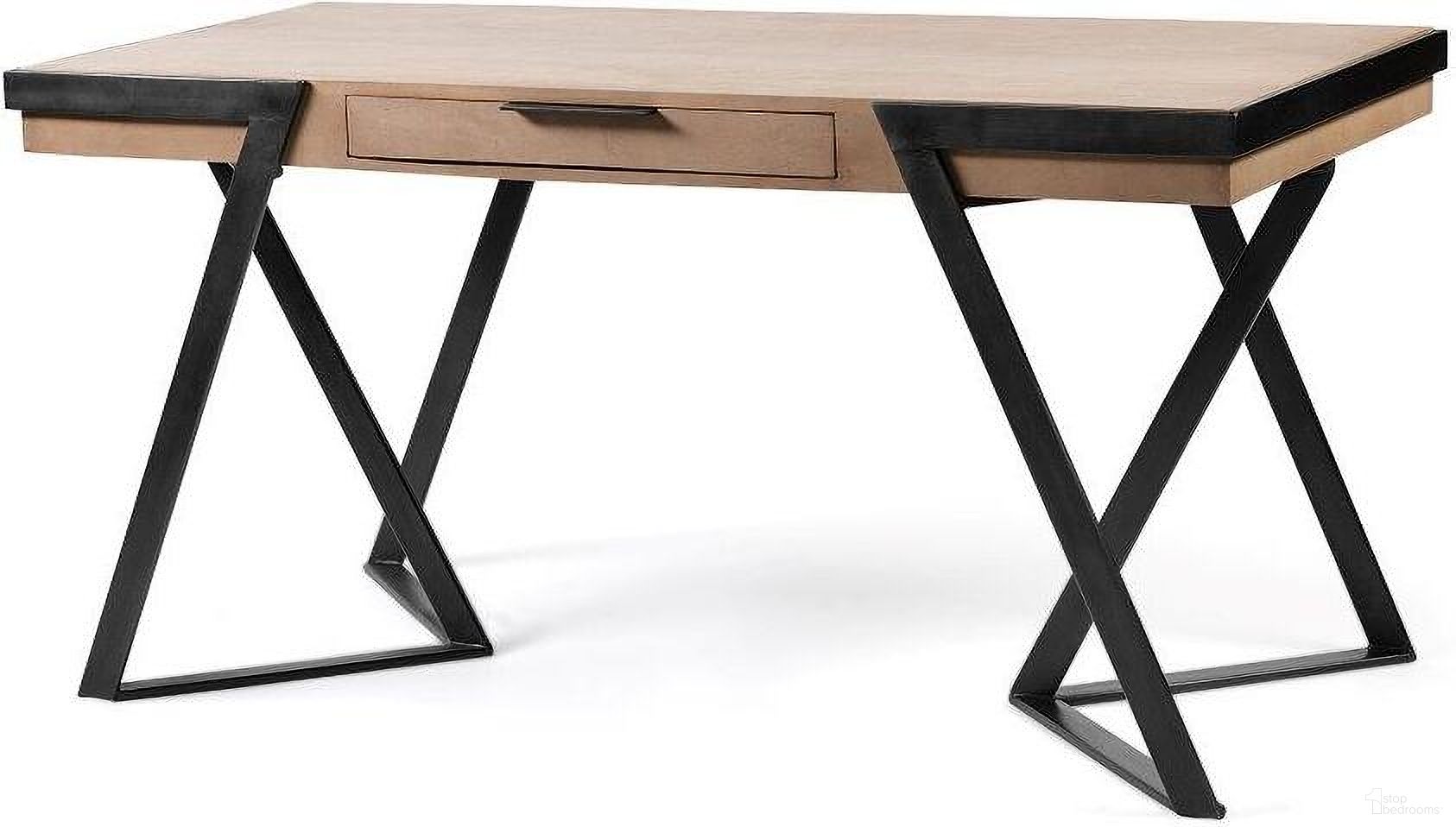 The appearance of Steinbeck Light Brown Wooden Iron Frame Office Desk designed by Mercana in the modern / contemporary interior design. This black and brown piece of furniture was selected by 1StopBedrooms from Steinbeck Collection to add a touch of cosiness and style into your home. Sku: 68488. Material: Wood.