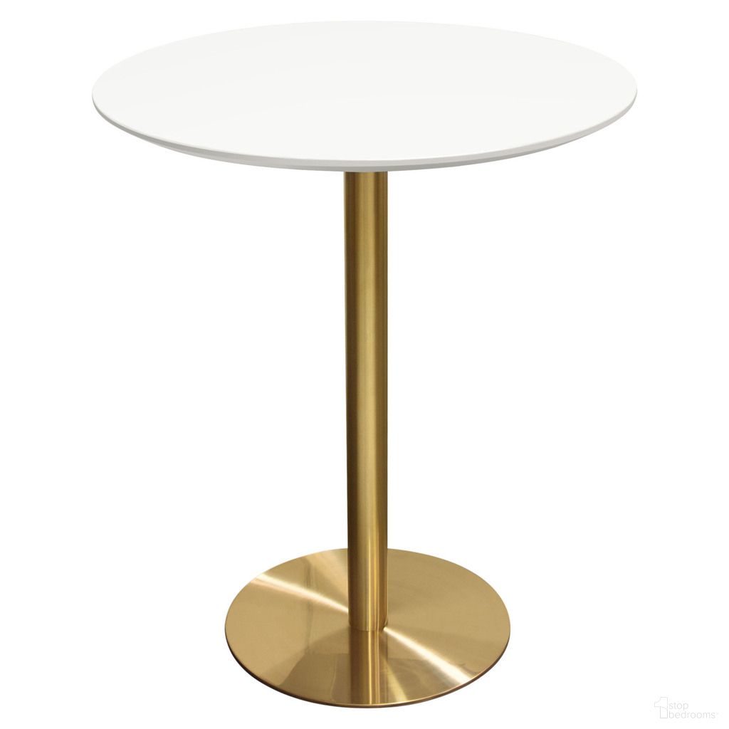 The appearance of Stella 36 Inch Round Bar Height Table In White Lacquer Top and Brushed Gold Metal Base designed by Diamond Sofa in the modern / contemporary interior design. This white piece of furniture was selected by 1StopBedrooms from Stella Collection to add a touch of cosiness and style into your home. Sku: STELLABTTWH;STELLABTLGD;STELLABTBGD. Table Base Style: Pedestal. Table Top Shape: Round. Material: MDF.