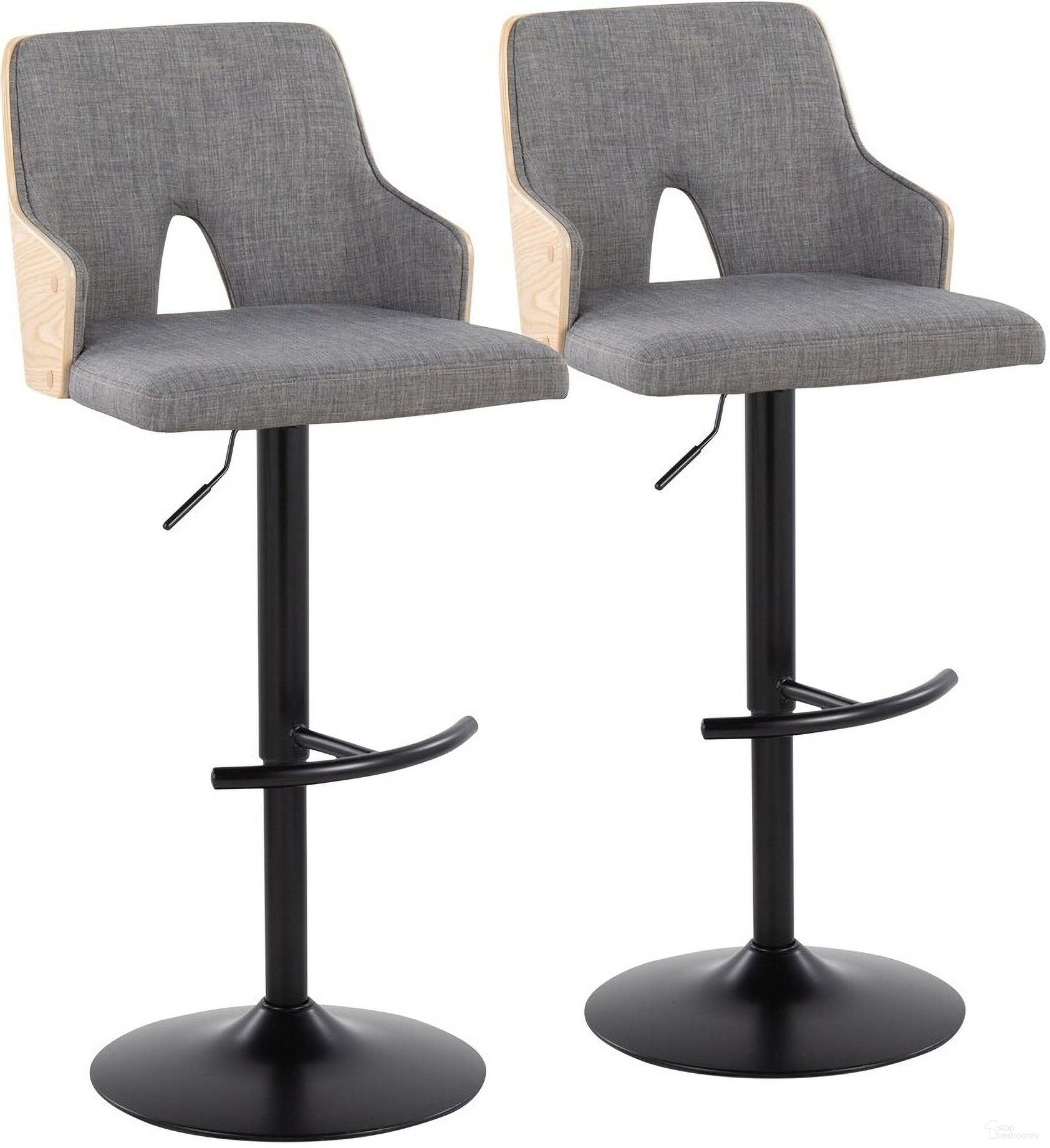 The appearance of Stella Adjustable Barstool Set of 2 In Black and Grey/Natural designed by Lumisource in the modern / contemporary interior design. This black and grey piece of furniture  was selected by 1StopBedrooms from Stella Collection to add a touch of cosiness and style into your home. Sku: BS-STELLA-RNT2 BKNALGY2. Material: Wood.