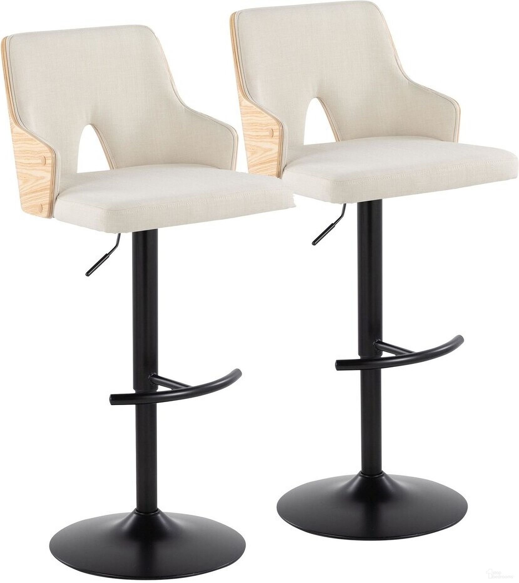 The appearance of Stella Adjustable Barstool Set of 2 In Cream and Black designed by Lumisource in the modern / contemporary interior design. This cream and black piece of furniture  was selected by 1StopBedrooms from Stella Collection to add a touch of cosiness and style into your home. Sku: BS-STELLA-RNT2 BKNACR2. Material: Wood.