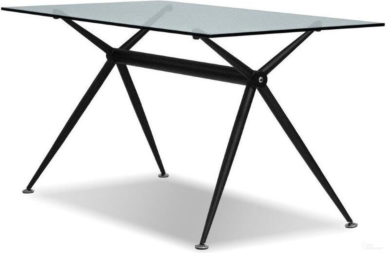 The appearance of Stella Clear Tempered Glass With Black Base Dining Table designed by Mobital in the modern / contemporary interior design. This clear glass piece of furniture  was selected by 1StopBedrooms from Stella Collection to add a touch of cosiness and style into your home. Sku: DTA-STEL-CLEA-PCBLA. Table Base Style: Trestle. Material: Glass. Table Top Shape: Rectangular. Size: 31" x 55".