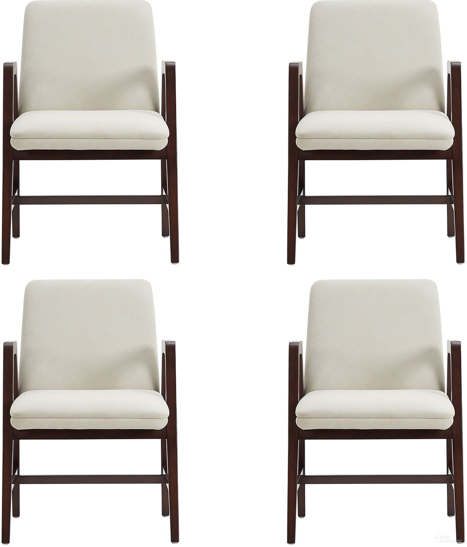 The appearance of Stella Dining Armchair Set of 4 In Cream designed by Manhattan Comfort in the modern / contemporary interior design. This cream piece of furniture  was selected by 1StopBedrooms from Stella Collection to add a touch of cosiness and style into your home. Sku: DC101AR-CR;DC101AR-CR;DC101AR-CR;DC101AR-CR. Chair Type: Arm Chair. Material: Beech.