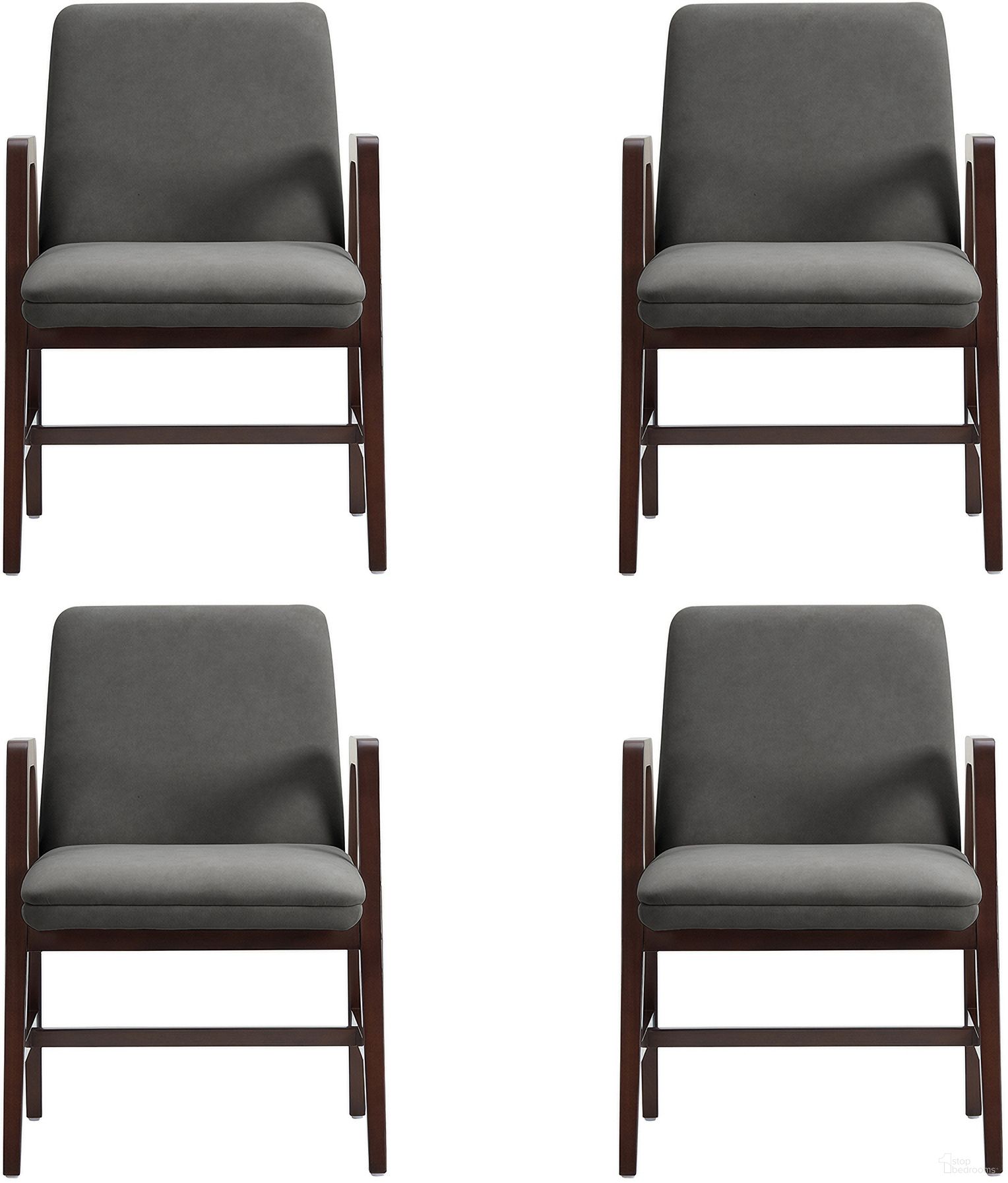 The appearance of Stella Dining Armchair Set of 4 In Graphite designed by Manhattan Comfort in the modern / contemporary interior design. This graphite piece of furniture  was selected by 1StopBedrooms from Stella Collection to add a touch of cosiness and style into your home. Sku: DC101AR-GY;DC101AR-GY;DC101AR-GY;DC101AR-GY. Chair Type: Arm Chair. Material: Beech.