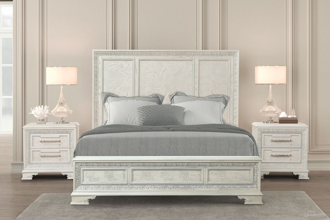 The appearance of Stella Mia Eastern king Panel Bed In Creamy White designed by Furniture of America in the traditional interior design. This creamy white piece of furniture was selected by 1StopBedrooms from Stella Mia Collection to add a touch of cosiness and style into your home. Sku: FM70000WH-K-FB;FM70000WH-K-HB-W;FM70000WH-R. Bed Type: Panel Bed. Bed Size: King. Material: Pine Wood.
