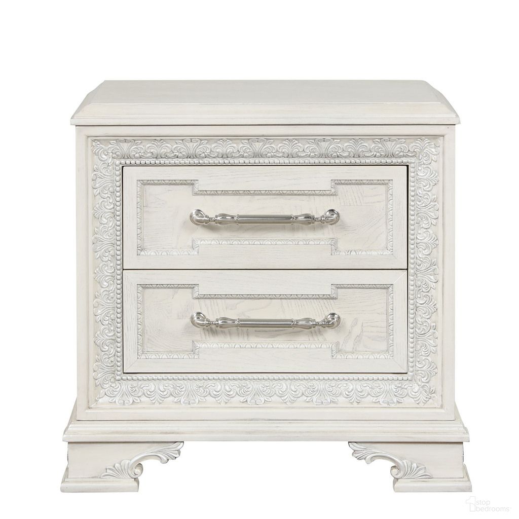 The appearance of Stella Mia Nightstand with USB In Creamy White designed by Furniture of America in the traditional interior design. This creamy white piece of furniture was selected by 1StopBedrooms from Stella Mia Collection to add a touch of cosiness and style into your home. Sku: FM70000WH-N. Material: Pine Wood.