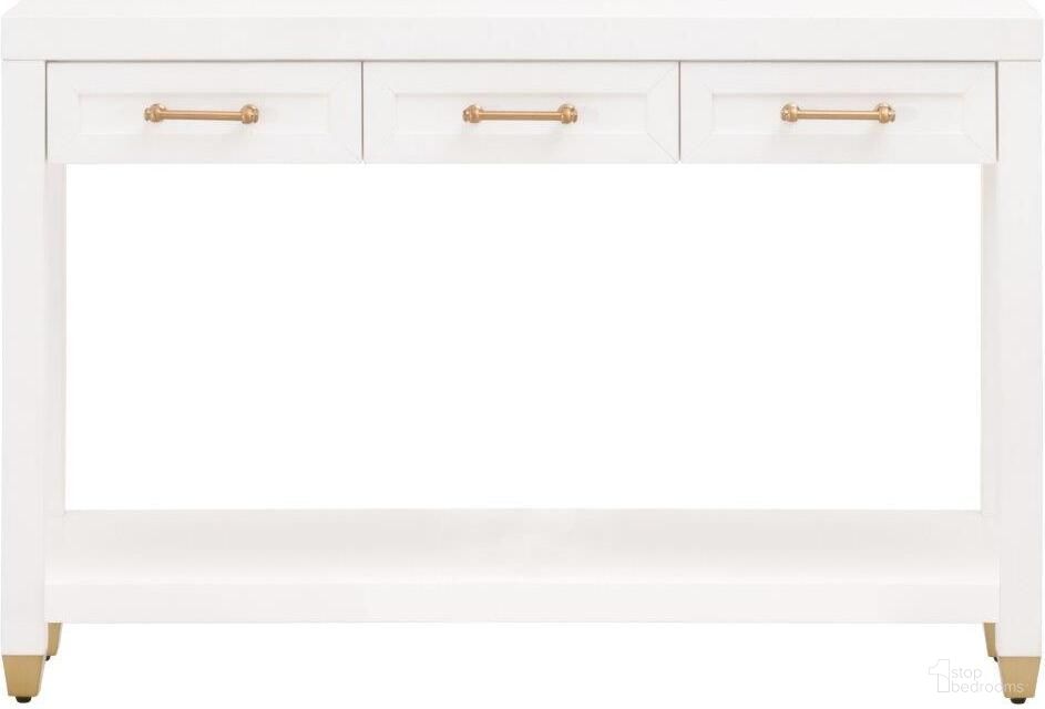 The appearance of Traditions Stella Narrow Console Table In Matte White designed by Essentials For Living in the transitional interior design. This matte white piece of furniture was selected by 1StopBedrooms from Traditions Collection to add a touch of cosiness and style into your home. Sku: 6138.WHT/BBRS. Material: Solid Rubberwood.