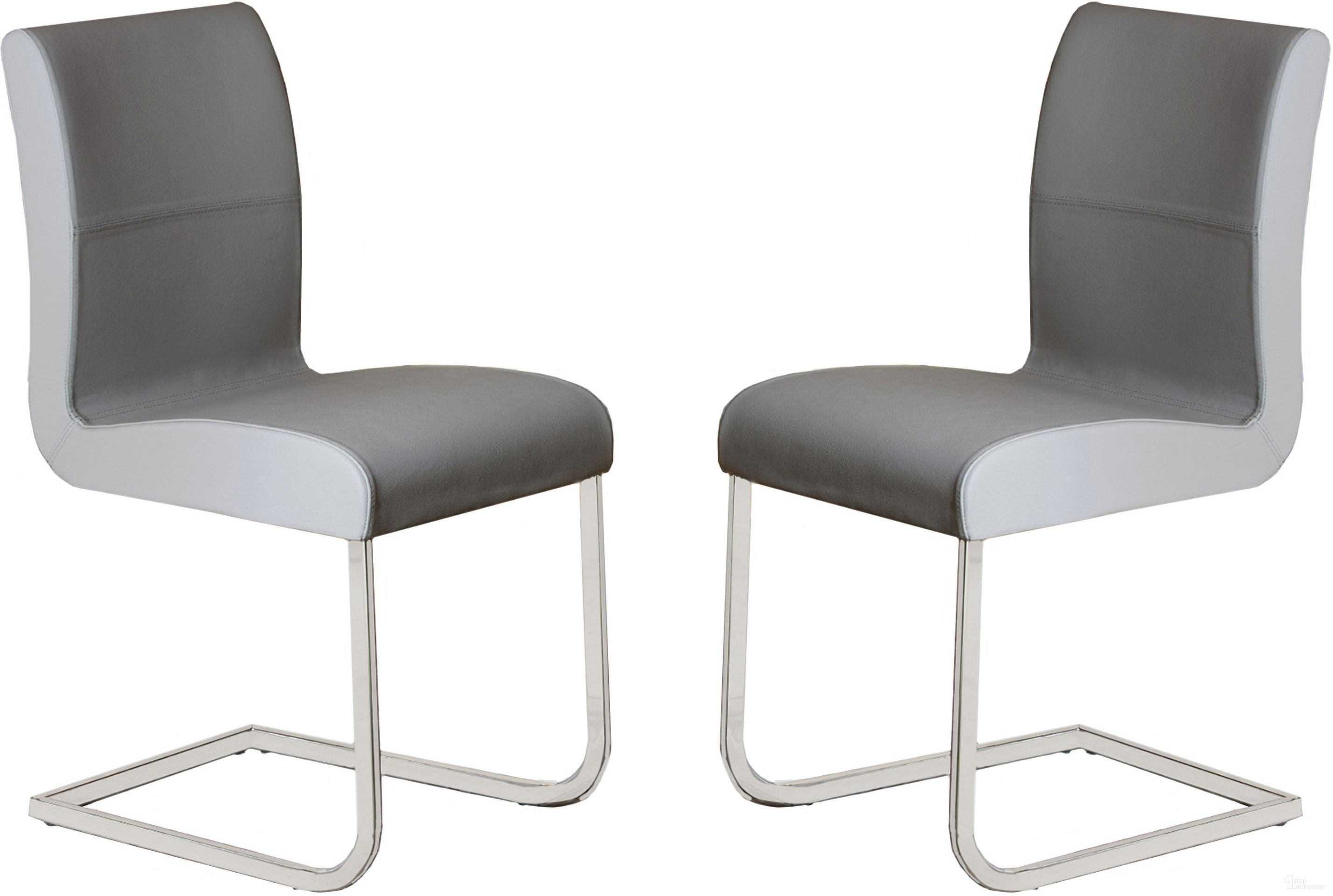 Stella Top Grain Leather Dining Chair Set of 2 In Gray