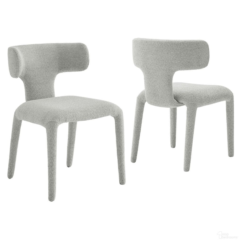 Stellan Curved Back Boucle Upholstered Dining Chair Set of 2 In Dove Gray
