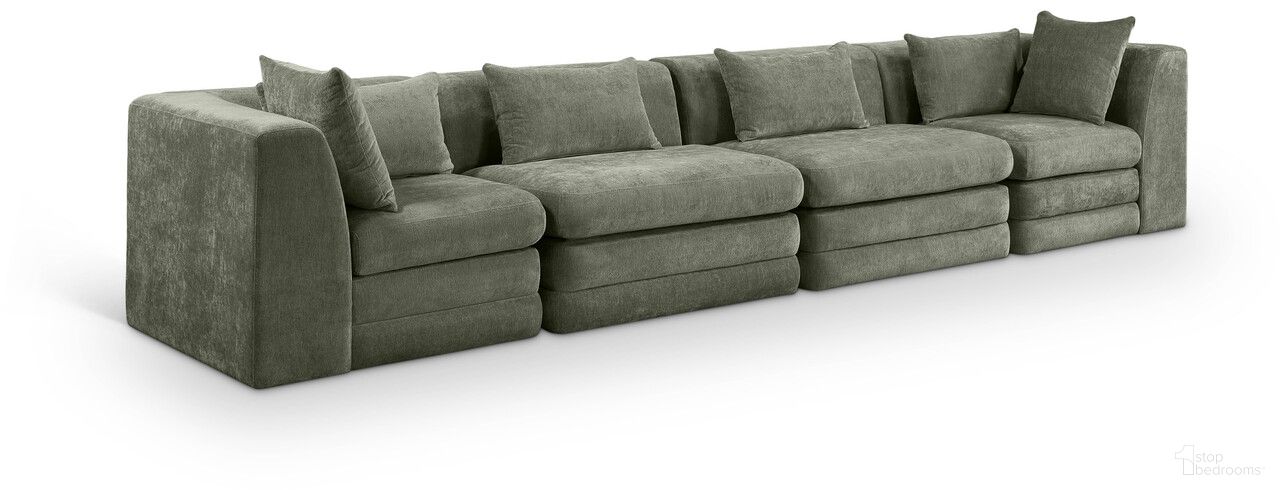 The appearance of Stellar 152 Inch Chenille Fabric Upholstered 4 Piece Modular Sofa In Green designed by Meridian in the modern / contemporary interior design. This green piece of furniture was selected by 1StopBedrooms from Stellar Collection to add a touch of cosiness and style into your home. Sku: 608Green-Armless;608Green-Armless;608Green-Corner;608Green-Corner. Material: Chenille.