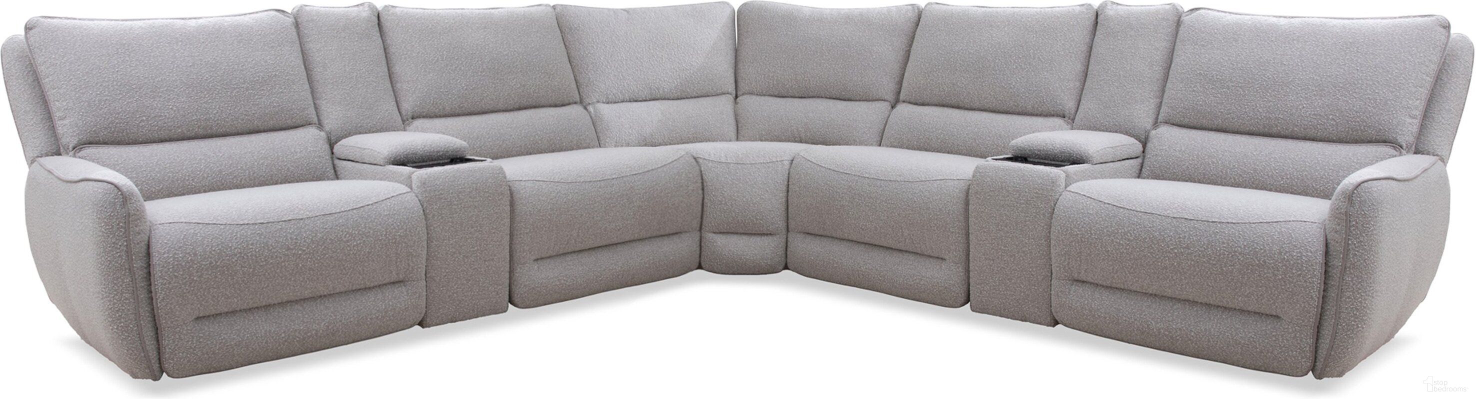 The appearance of Stellar 7 Piece Modular Power Reclining Sectional with Power Adjustable Headrests In Bloke Cotton designed by Parker House in the modern / contemporary interior design. This bloke cotton piece of furniture was selected by 1StopBedrooms from Stellar Collection to add a touch of cosiness and style into your home. Sku: MSTR#810-BLCT;MSTR#811LPHZ-BLCT;MSTR#811RPHZ-BLCT;MSTR#840-BLCT;MSTR#850-BLCT;MSTR#860-BLCT;MSTR#860-BLCT. Material: Cotton. Layout: L-Shape.
