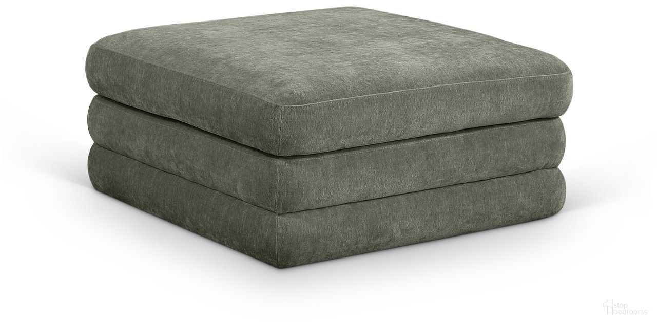 The appearance of Stellar Chenille Fabric Upholstered Modular Ottoman In Green designed by Meridian in the modern / contemporary interior design. This green piece of furniture  was selected by 1StopBedrooms from Stellar Collection to add a touch of cosiness and style into your home. Sku: 608Green-Ott. Material: Chenille.