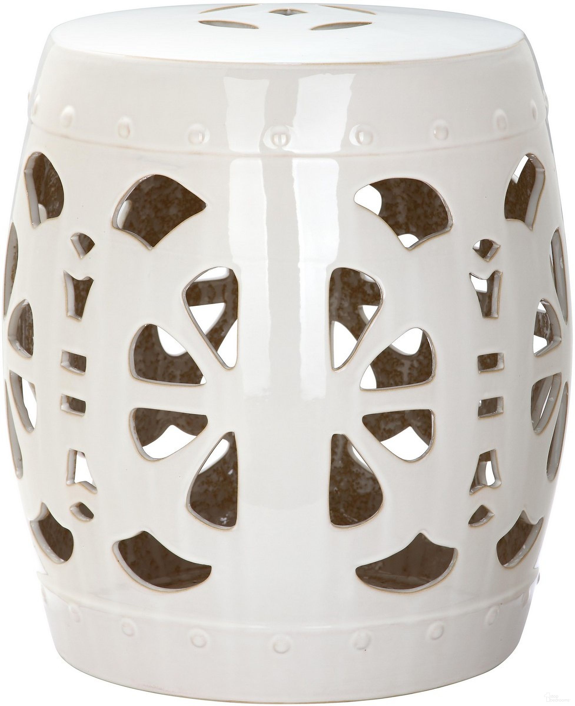 Stencil Blossom Cream Garden Stool