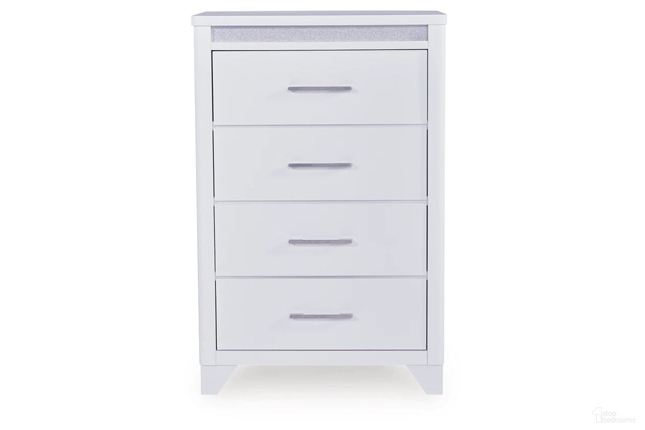 The appearance of Stenluxe Chest of Drawers In White designed by Signature Design by Ashley in the modern / contemporary interior design. This white piece of furniture was selected by 1StopBedrooms from Stenluxe Collection to add a touch of cosiness and style into your home. Sku: NCB392-46. Material: Wood.