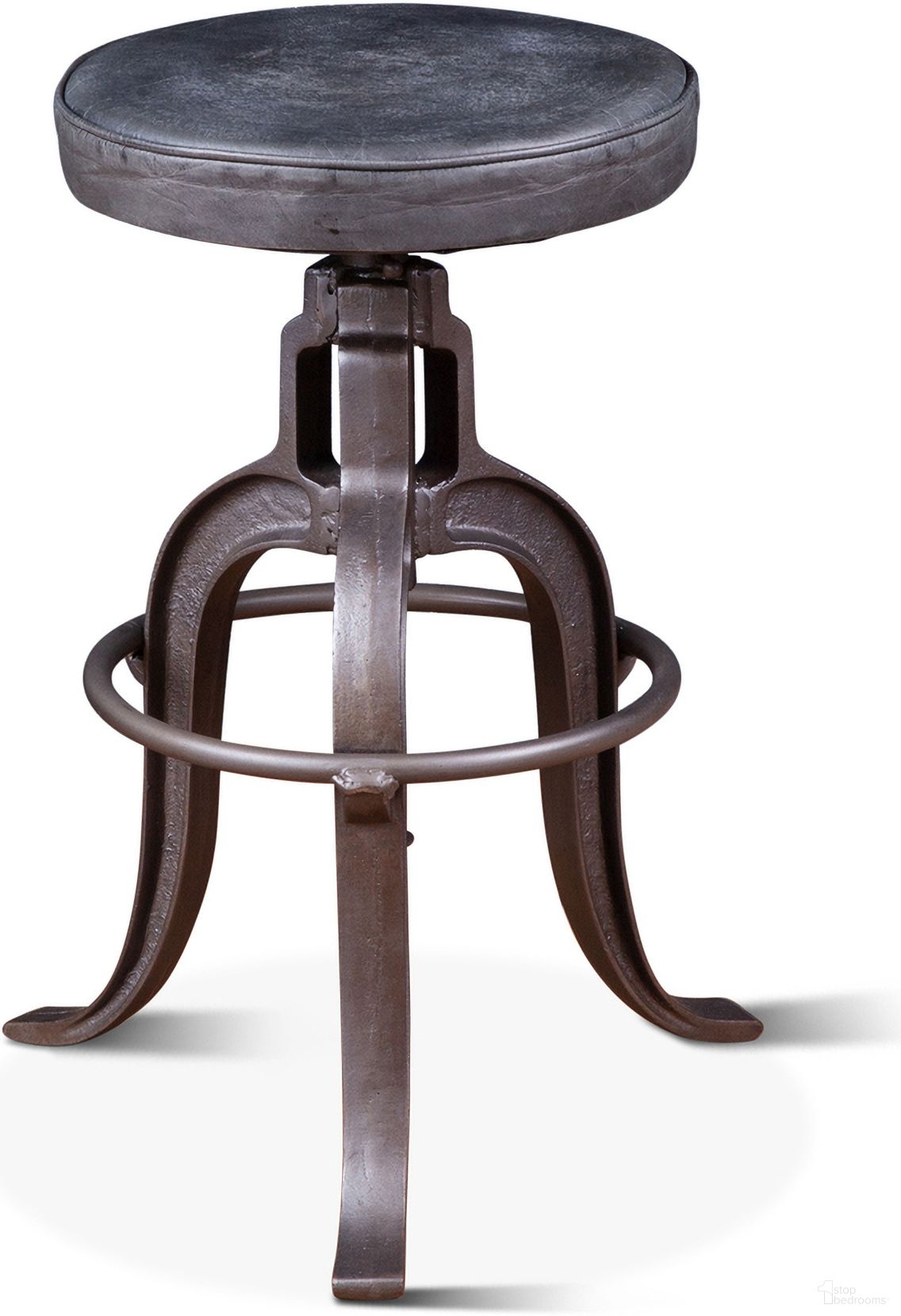 The appearance of Sterling Height Adjustable Barstool In Black Leather designed by Home Trends and Design in the modern / contemporary interior design. This vintage black piece of furniture  was selected by 1StopBedrooms from Sterling Collection to add a touch of cosiness and style into your home. Sku: ZWSTLSLBL. Material: Leather.