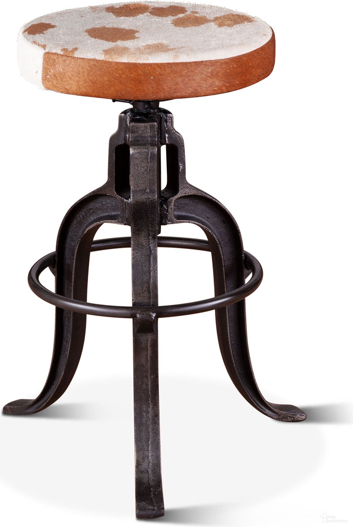The appearance of Sterling Industrial Adjusting Barstool In Natural Cowhide designed by Home Trends and Design in the modern / contemporary interior design. This natural piece of furniture was selected by 1StopBedrooms from Sterling Collection to add a touch of cosiness and style into your home. Sku: ZWSTLSLCW. Material: Cast Iron.