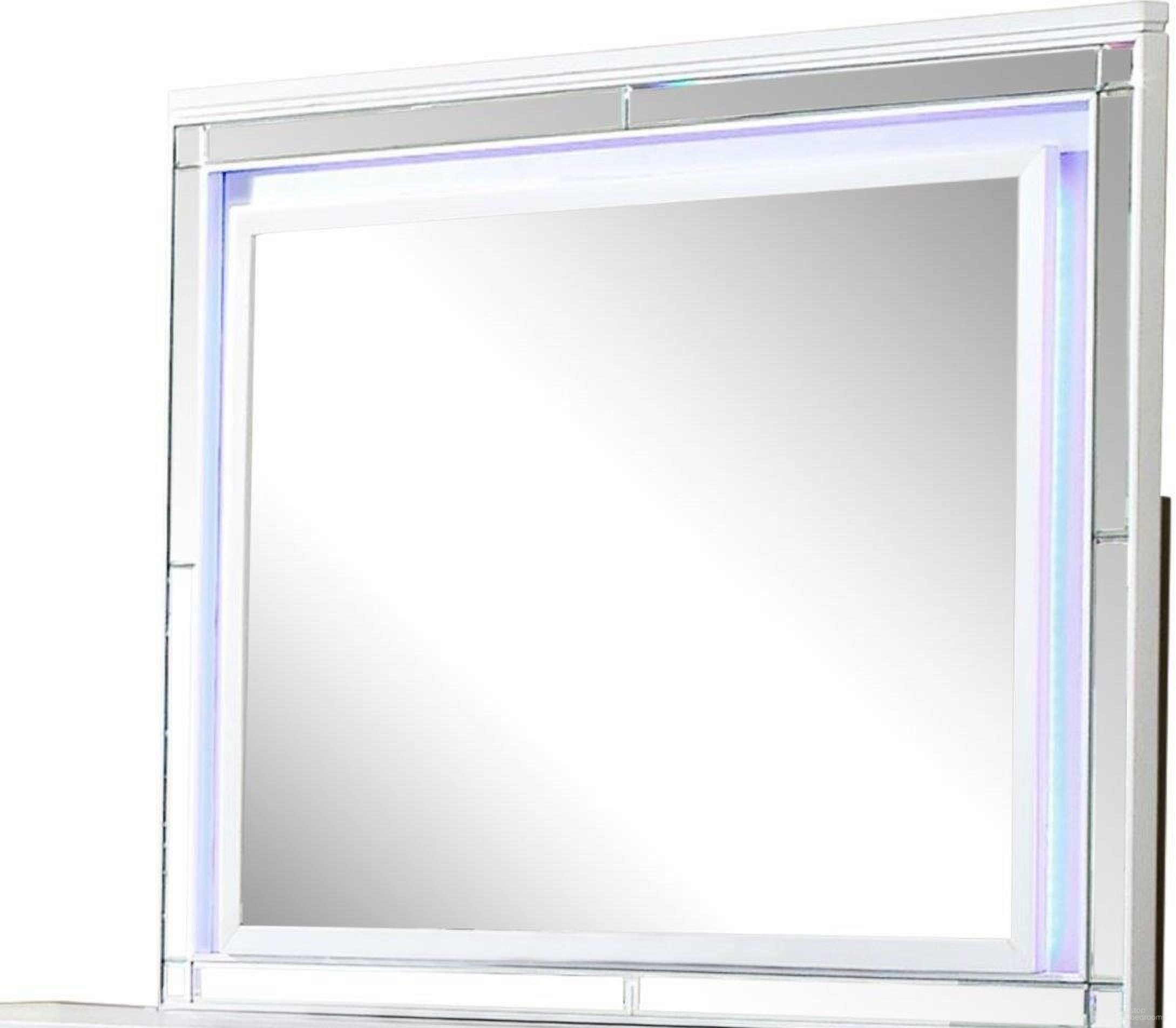 The appearance of Sterling Framed Mirror In White designed by Galaxy Home Furnishings in the modern / contemporary interior design. This white piece of furniture  was selected by 1StopBedrooms from Sterling Collection to add a touch of cosiness and style into your home. Sku: 808857929518. Material: Wood.