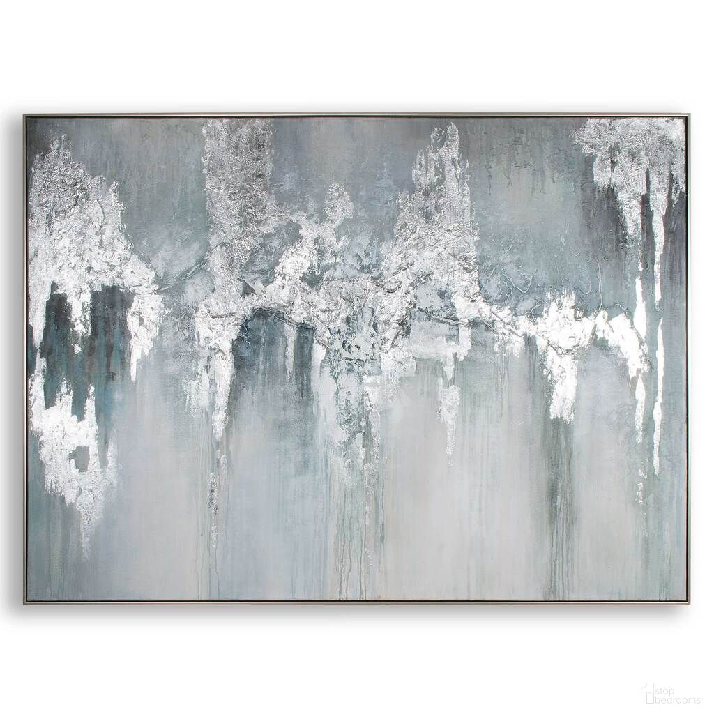Sterling Splendor Hand Painted Canvas In Blue/Silver/White