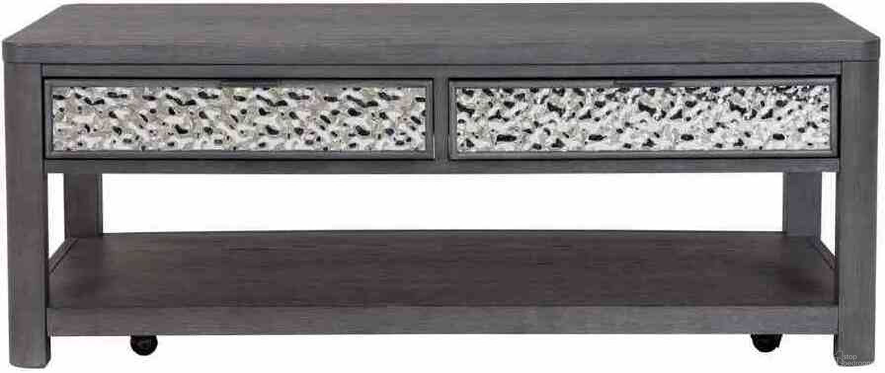 The appearance of Sterling West Rectangular Cocktail Table with Casters In Ash Gray designed by Furniture of America in the modern / contemporary interior design. This ash gray piece of furniture  was selected by 1StopBedrooms from Sterling West Collection to add a touch of cosiness and style into your home. Sku: FM49001ES-C. Material: Rubberwood.