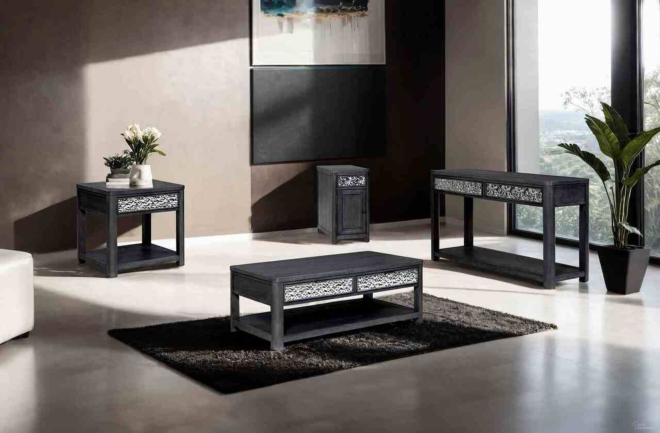 The appearance of Sterling West Rectangular Occasional Table Set with Casters In Ash Gray designed by Furniture of America in the modern / contemporary interior design. This ash gray piece of furniture  was selected by 1StopBedrooms from Sterling West Collection to add a touch of cosiness and style into your home. Sku: FM49001ES-C;FM49001ES-E. Material: Engineered Wood.