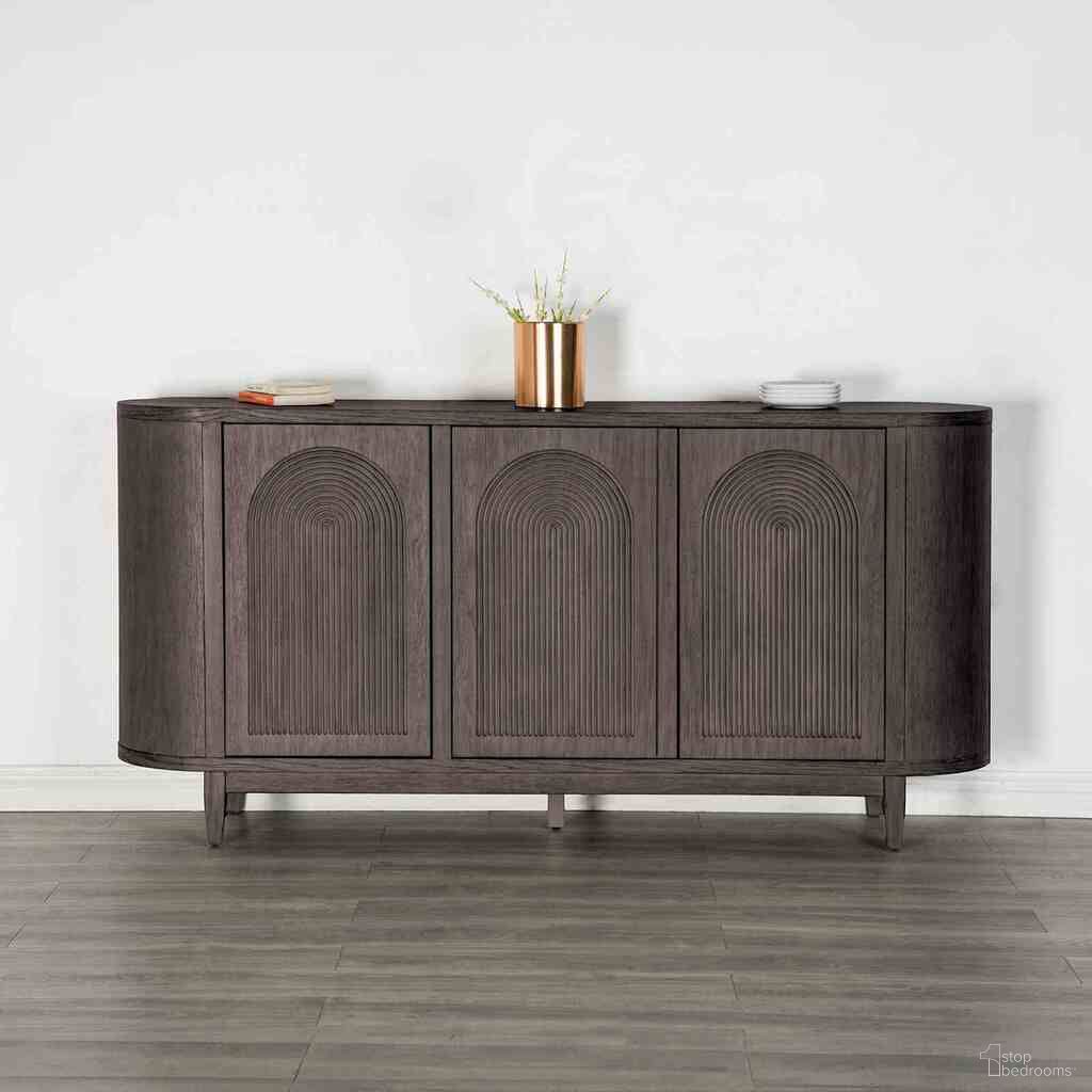 The appearance of Sterling West Server In Ash Gray designed by Furniture of America in the modern / contemporary interior design. This ash gray piece of furniture  was selected by 1StopBedrooms from Sterling West Collection to add a touch of cosiness and style into your home. Sku: FM39004ES-SV. Material: Solid Rubberwood.