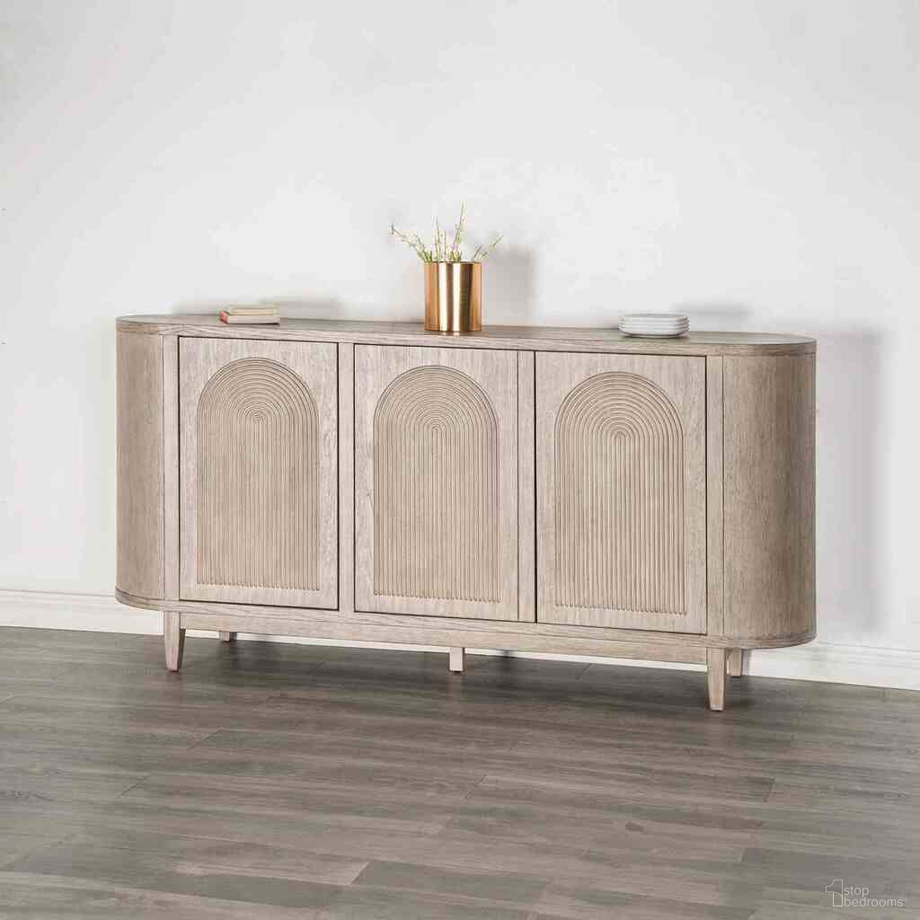The appearance of Sterling West Server In White Oak designed by Furniture of America in the modern / contemporary interior design. This white oak piece of furniture  was selected by 1StopBedrooms from Sterling West Collection to add a touch of cosiness and style into your home. Sku: FM39004AK-SV. Material: Solid Rubberwood.