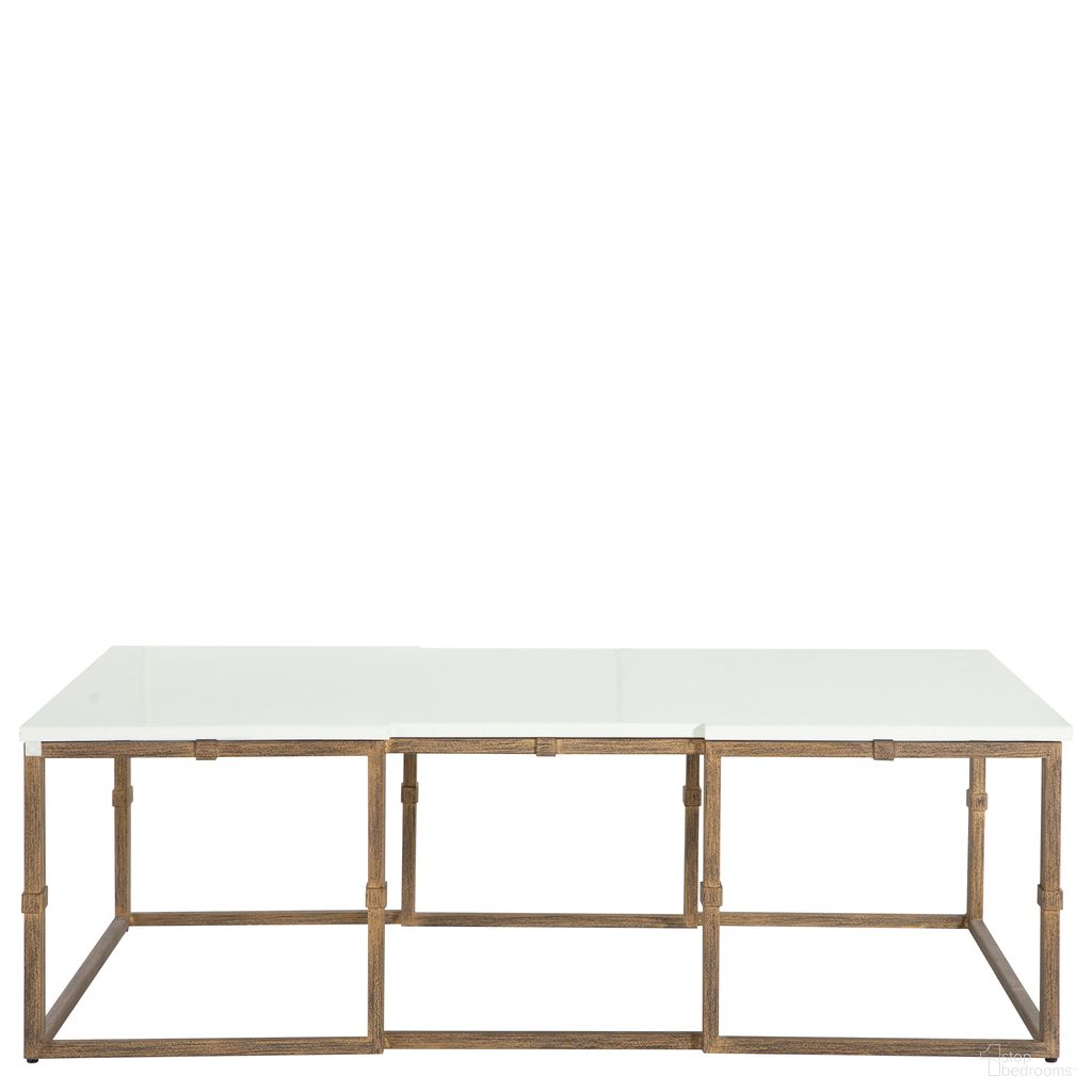 Stevens Coffee Table In Antique Textured Gold and White