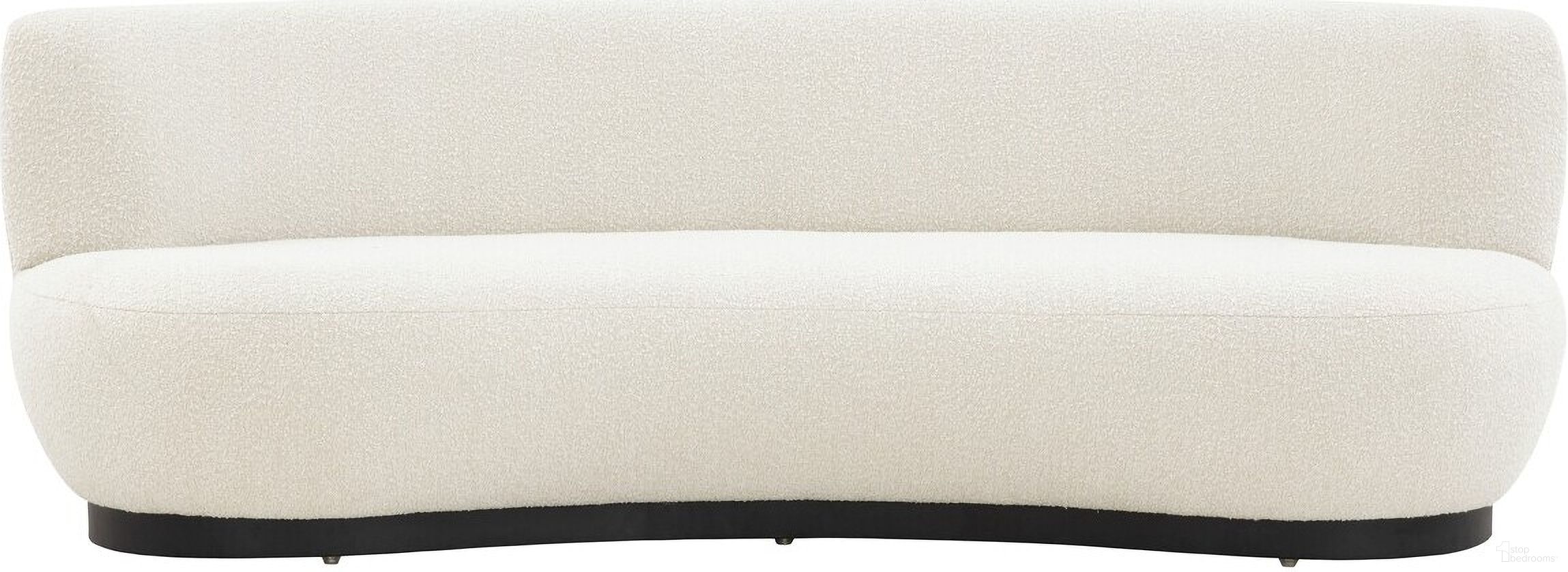 The appearance of Stevie Boucle Curved Back Sofa In Ivory designed by Safavieh Couture in the modern / contemporary interior design. This ivory piece of furniture was selected by 1StopBedrooms from Stevie Collection to add a touch of cosiness and style into your home. Sku: SFV4766A. Material: Boucle.