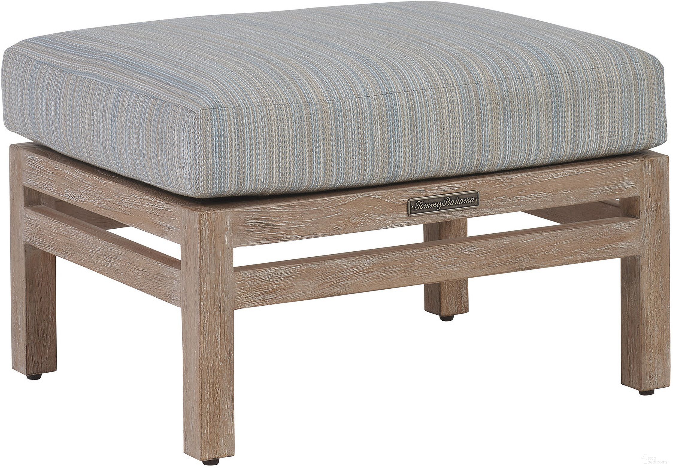 The appearance of Stillwater Cove Ottoman designed by Tommy Bahama in the modern / contemporary interior design. This blue/aqua piece of furniture was selected by 1StopBedrooms from Stillwater Cove Collection to add a touch of cosiness and style into your home. Sku: 3450-44-40. Material: Fabric.