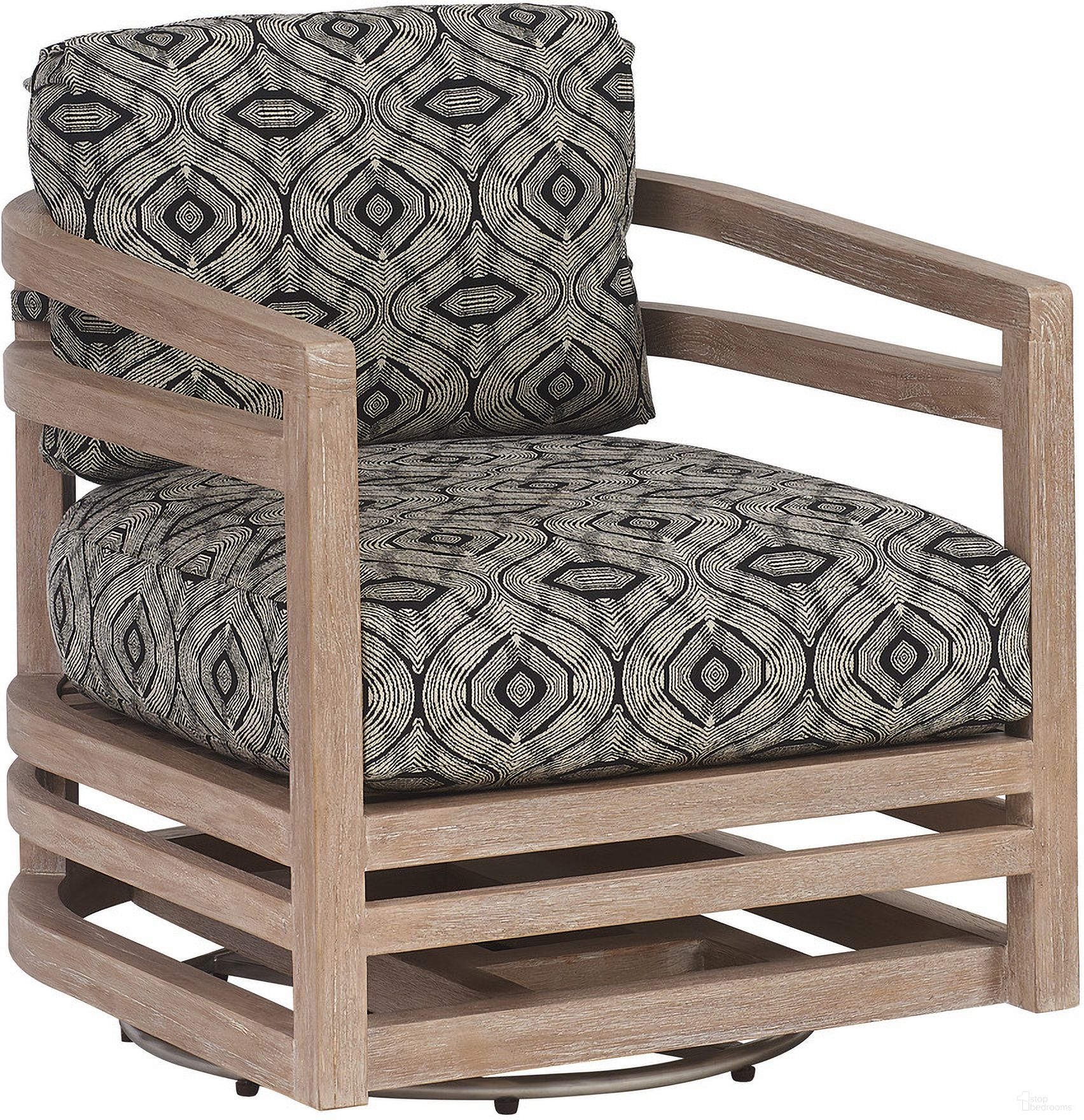 The appearance of Stillwater Cove Swivel Lounge Chair 01-3450-10SW-41 designed by Tommy Bahama in the modern / contemporary interior design. This black piece of furniture was selected by 1StopBedrooms from Stillwater Cove Collection to add a touch of cosiness and style into your home. Sku: 3450-10SW-41. Material: Fabric.