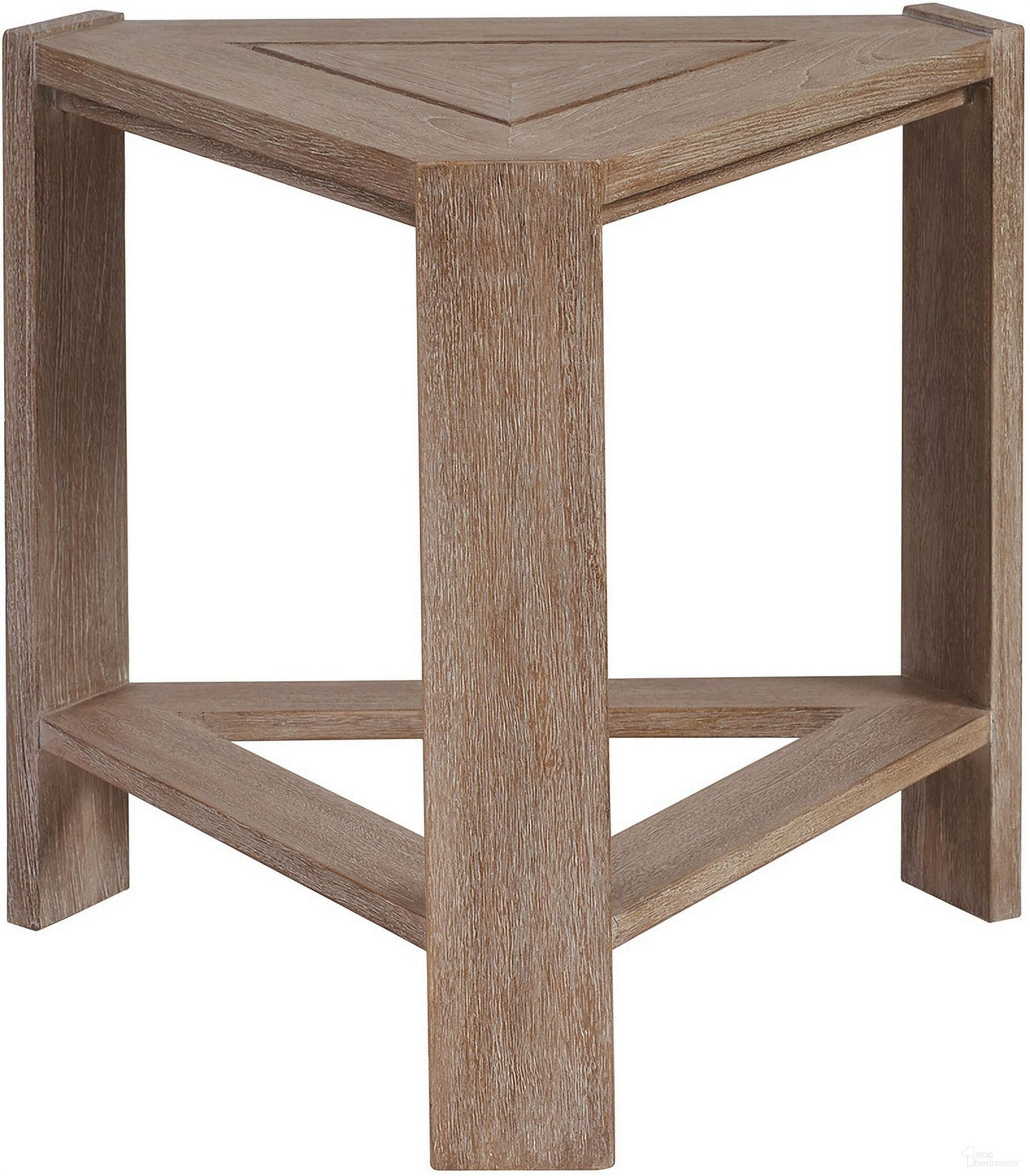 The appearance of Stillwater Cove Triangular End Table In Taupe designed by Tommy Bahama in the modern / contemporary interior design. This taupe piece of furniture  was selected by 1StopBedrooms from Stillwater Cove Collection to add a touch of cosiness and style into your home. Sku: 3450-951. Table Top Shape: Triangular. Material: Wood.