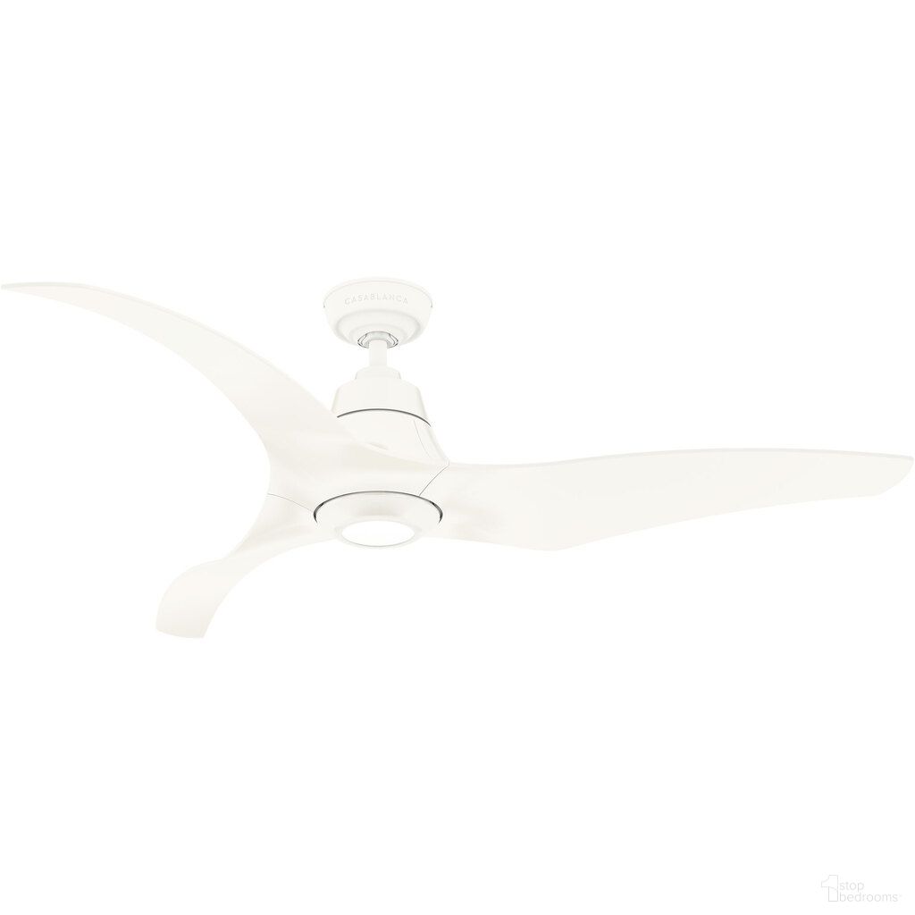Stingray 60 Inch Energy Star Damp Rated Ceiling Fan with LED Light Kit and Handheld Remote In Matte White