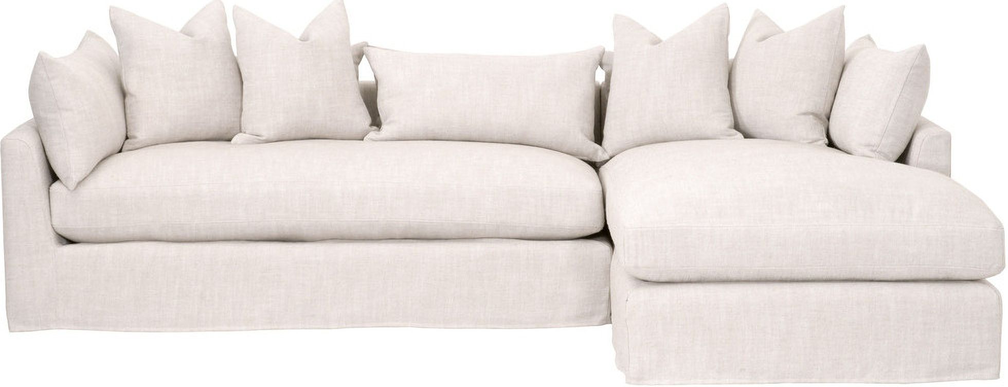 The appearance of Stitch and Hand Haven 110 Inch Lounge Slipcover RF Sectional In Bisque and Espresso designed by Essentials For Living in the transitional interior design. This bisque/espresso piece of furniture was selected by 1StopBedrooms from Stitch & Hand Collection to add a touch of cosiness and style into your home. Sku: 6606-RF.BISQ. Material: Birch Wood.