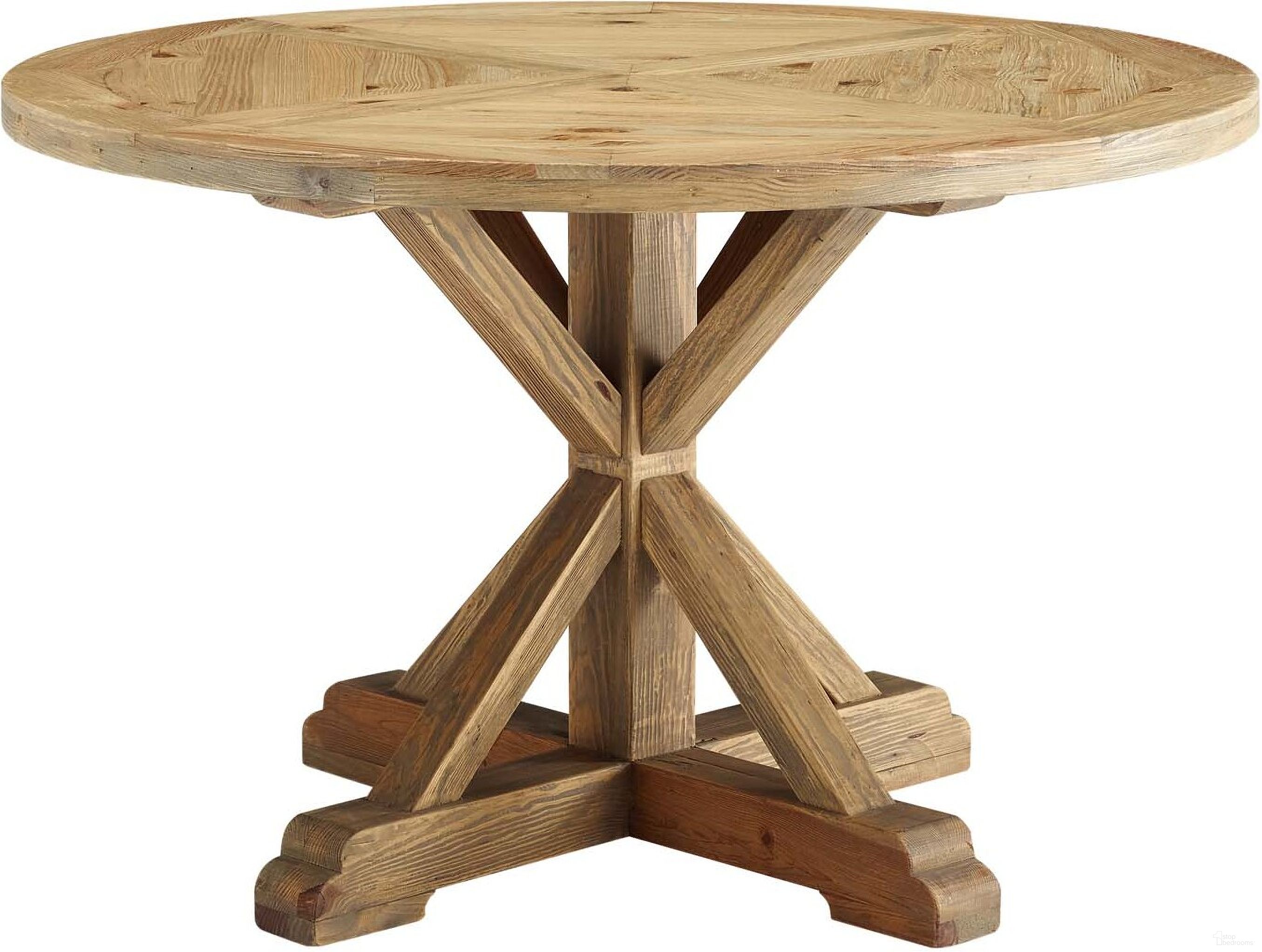 Stitch Brown 47 Inch Round Pine Wood Dining Table