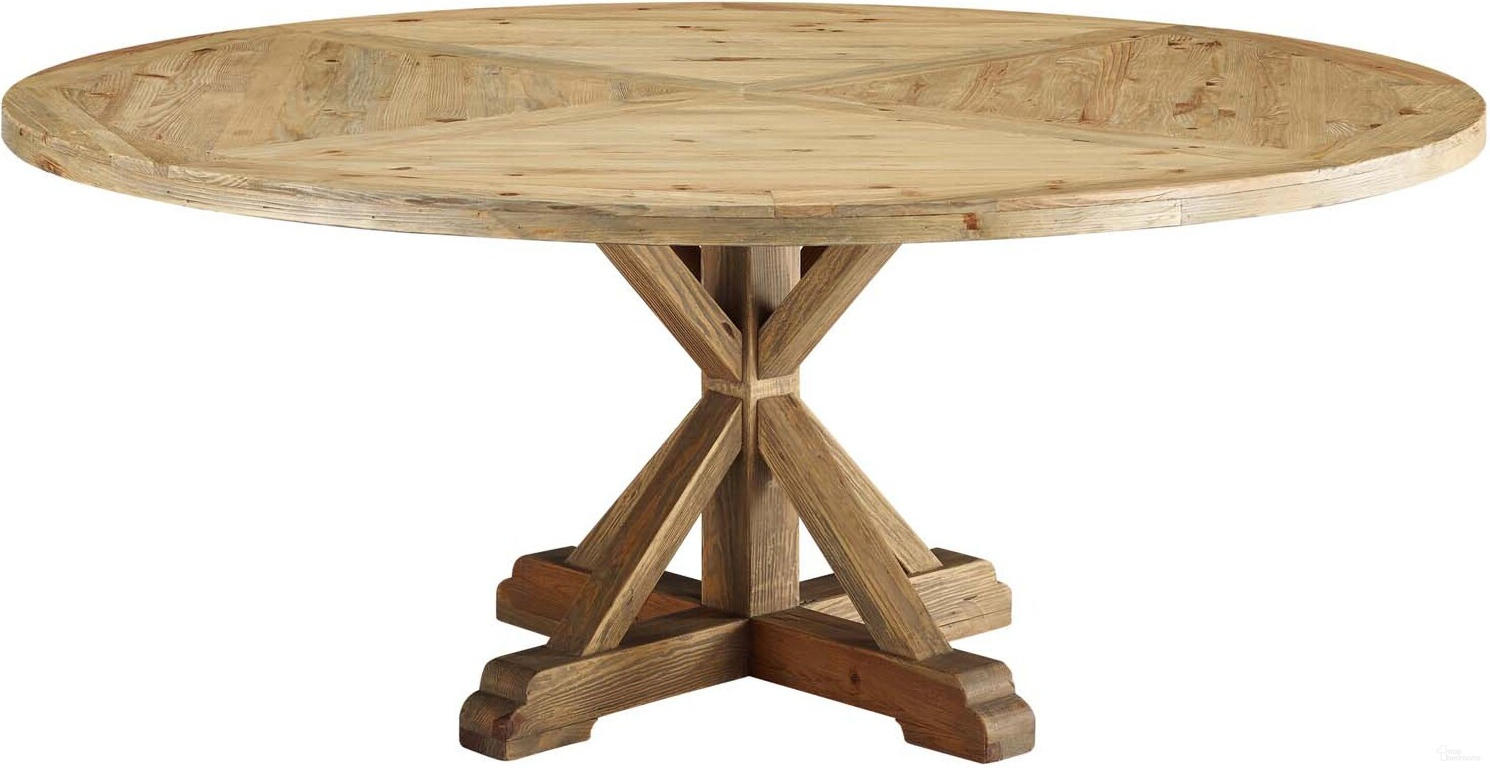 Stitch Brown 71 Inch Round Pine Wood Dining Table EEI-3496-BRN