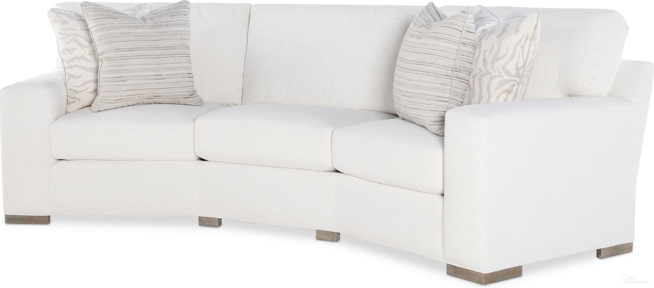 The appearance of Stocked Charlotte Wedge Sofa In Off White designed by Century Furniture in the modern / contemporary interior design. This off white piece of furniture  was selected by 1StopBedrooms from Century Home Elegance Collection to add a touch of cosiness and style into your home. Sku: LTD7600-W-V1. Material: Fabric.