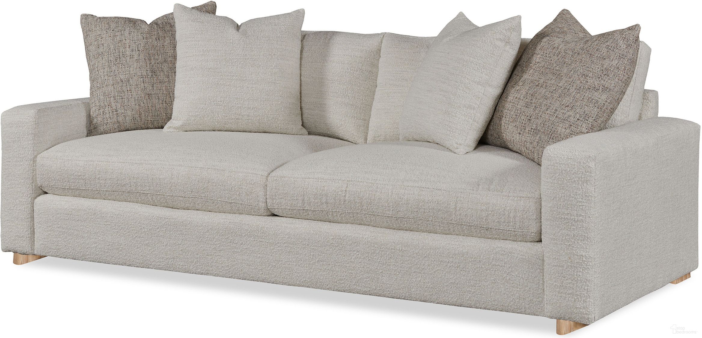 The appearance of Stocked Rowan Sofa with Wood Legs In Snow designed by Century Furniture in the modern / contemporary interior design. This snow piece of furniture  was selected by 1StopBedrooms from Century Home Elegance Collection to add a touch of cosiness and style into your home. Sku: LTD7100-2-V3. Material: Fabric.