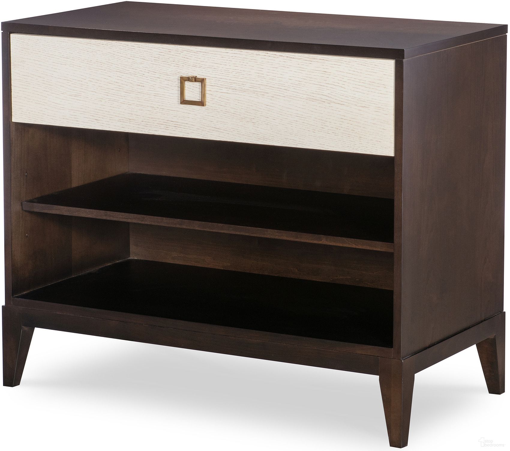Stocked Single Drawer Large Nightstand In Brown
