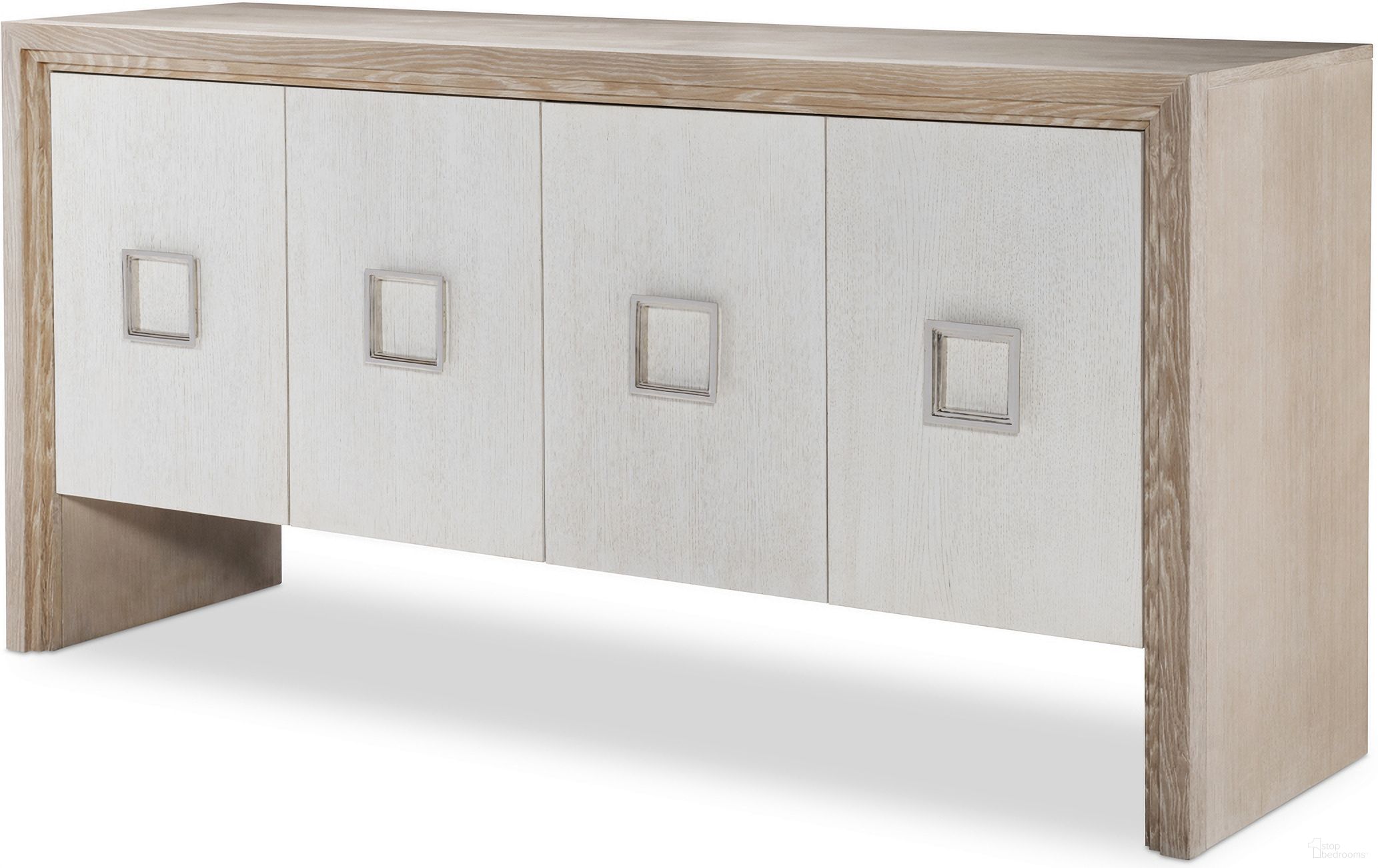 The appearance of Stocked Wythe Four Door Credenza In Blonde designed by Century Furniture in the modern / contemporary interior design. This blonde piece of furniture  was selected by 1StopBedrooms from Details Case Collection to add a touch of cosiness and style into your home. Sku: CR1-504-V1. Material: Solid Oak.