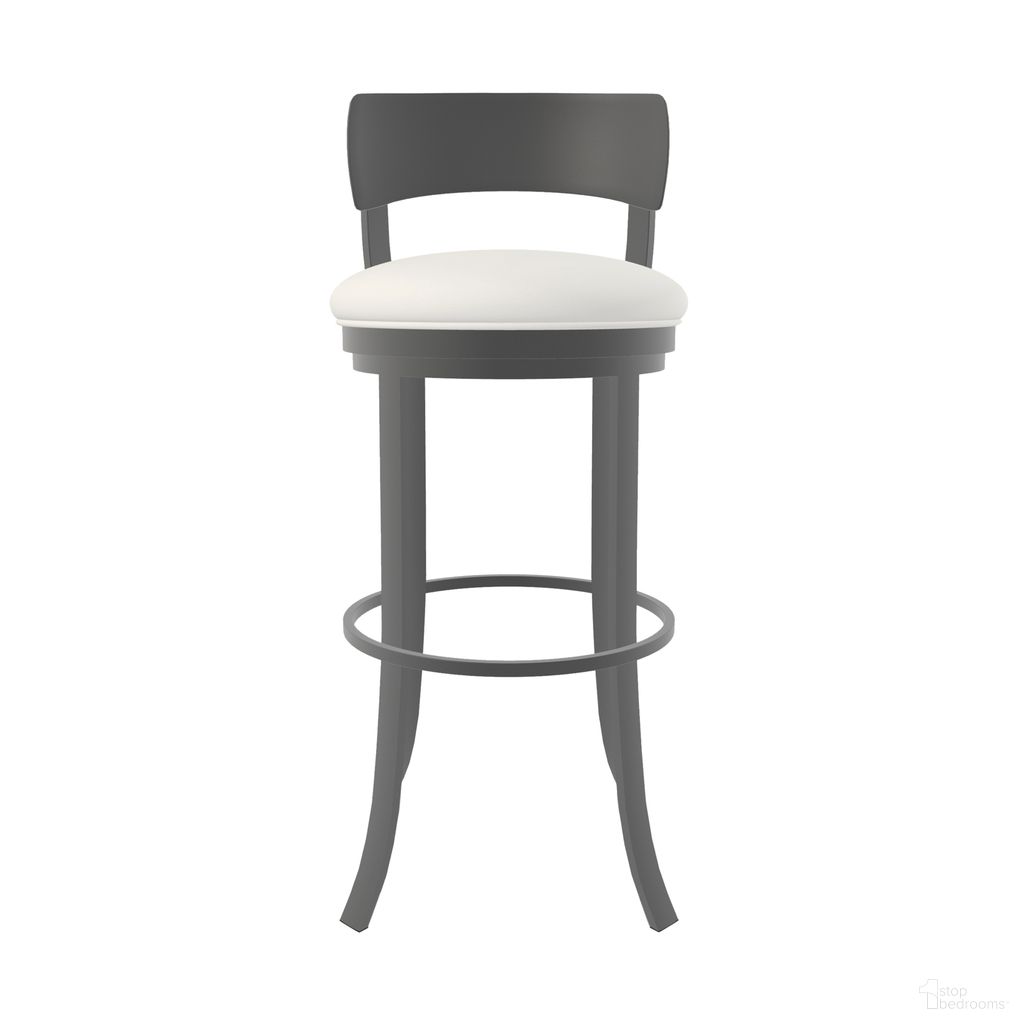 The appearance of Stockholm 30 Inch Bar Height Swivel Stool In Firestone Grey and Vail Pure White designed by Wesley Allen in the transitional interior design. This firestone grey/vail pure white piece of furniture was selected by 1StopBedrooms from Stockholm Collection to add a touch of cosiness and style into your home. Sku: B507H30-S-PTR-APW. Material: Metal.