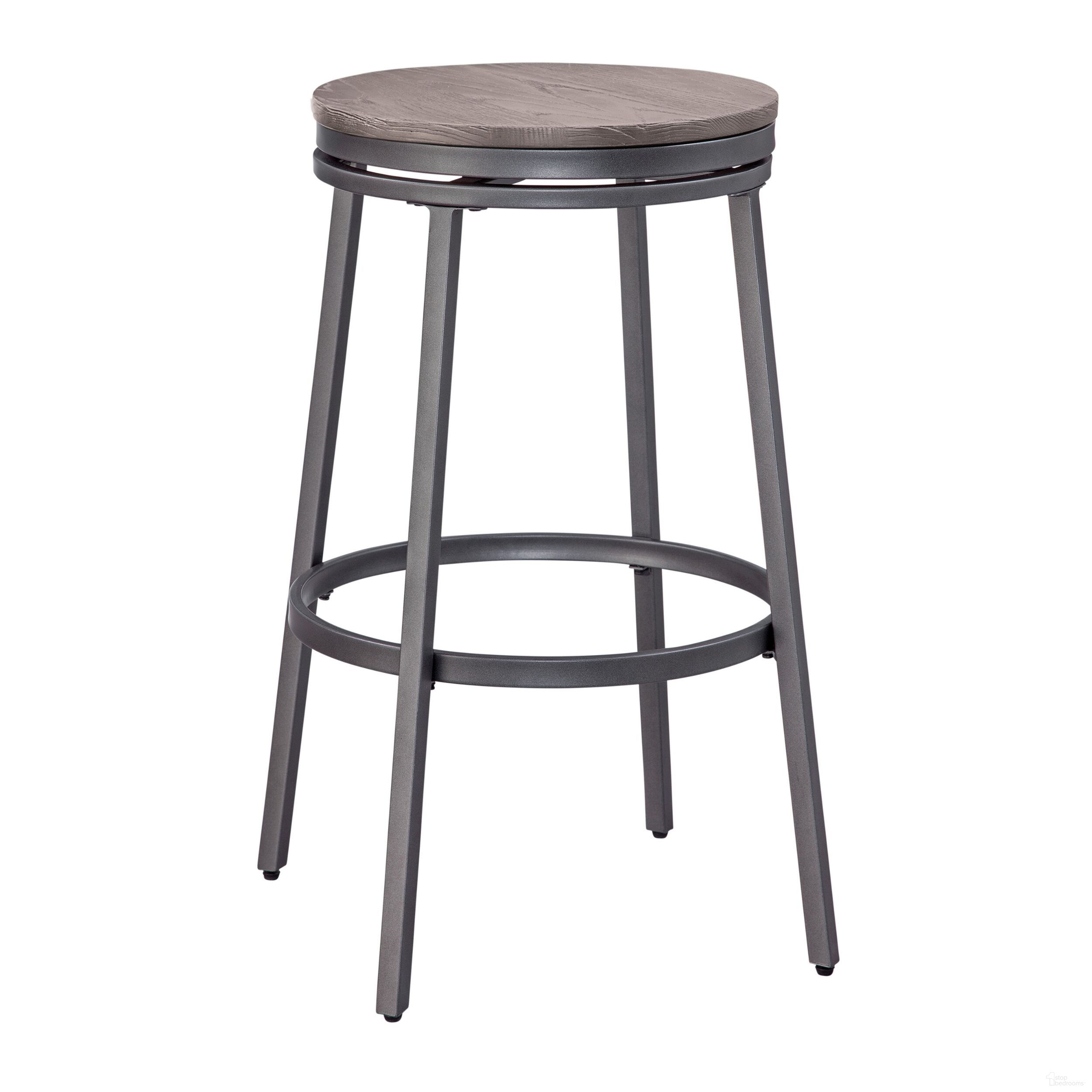 Stockton Grey Oak Seat Backless Swivel Bar Stool