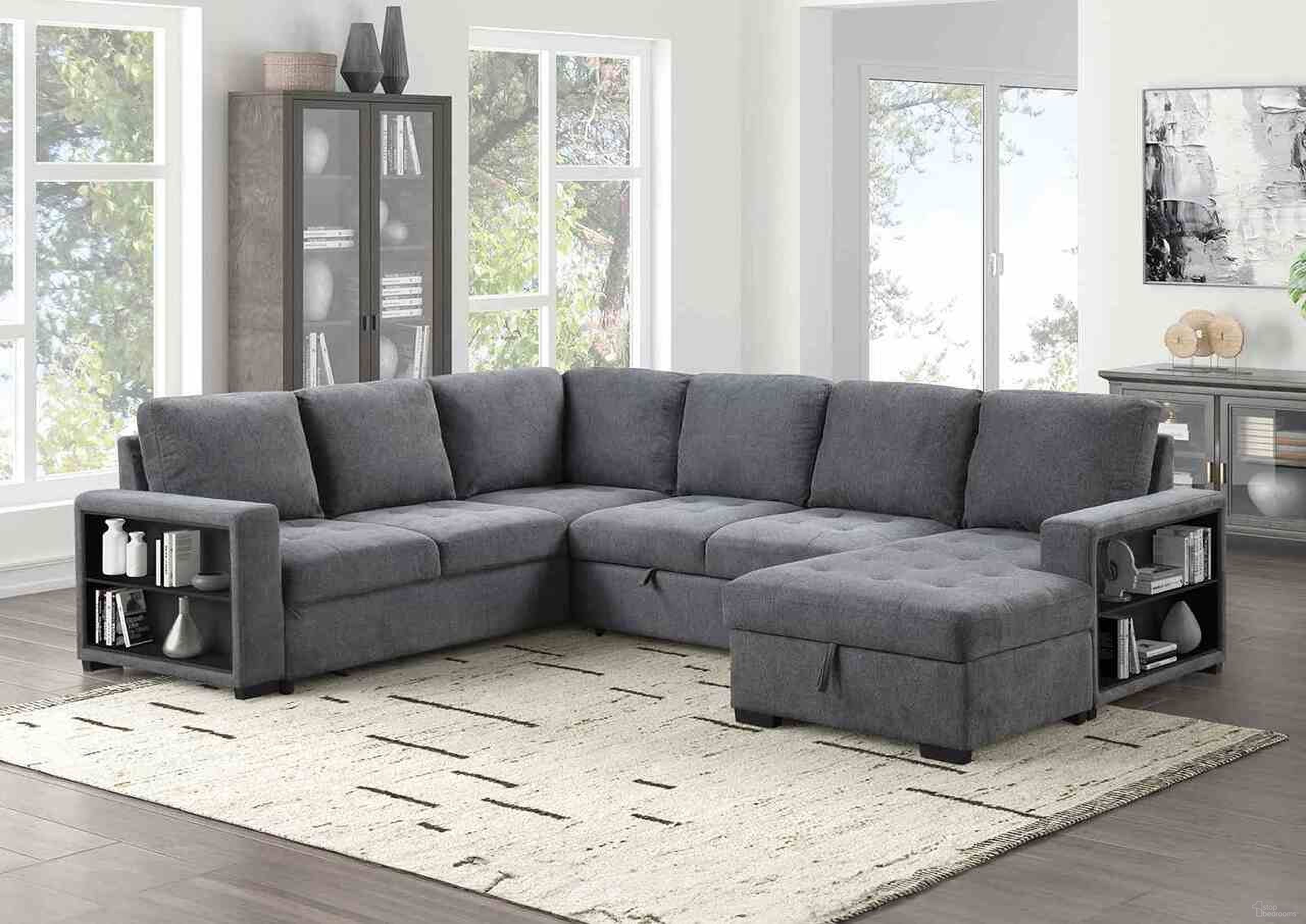 Stockwell Sleeper Sofa Sectional In Dark Gray
