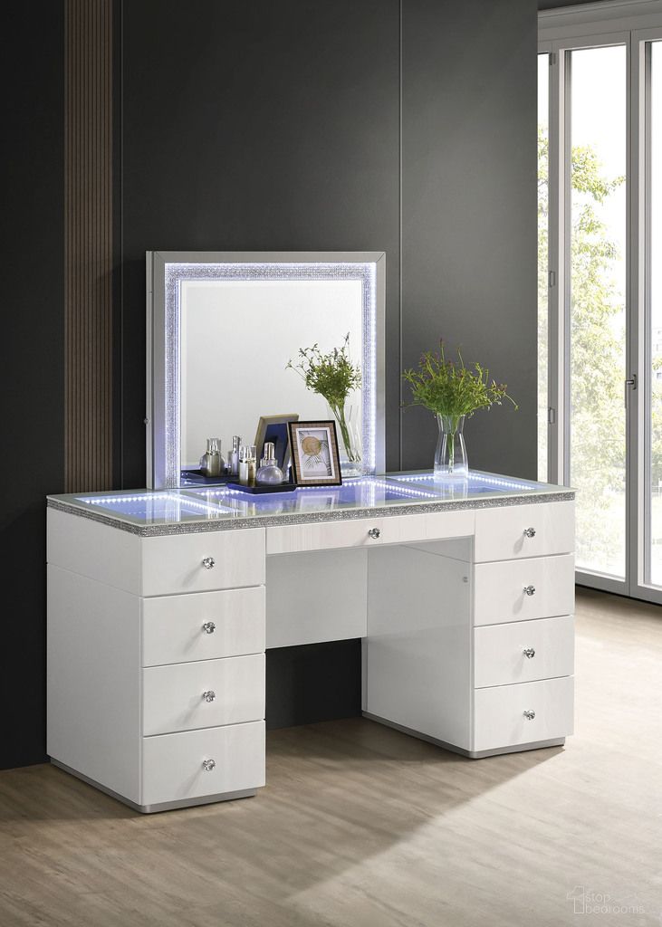 The appearance of Stoholm Vanity In White designed by Furniture of America in the modern / contemporary interior design. This white piece of furniture  was selected by 1StopBedrooms from Stoholm Collection to add a touch of cosiness and style into your home. Sku: FM72000WH-V-1;FM72000WH-V-2;FM72000WH-V-3. Material: Stone.