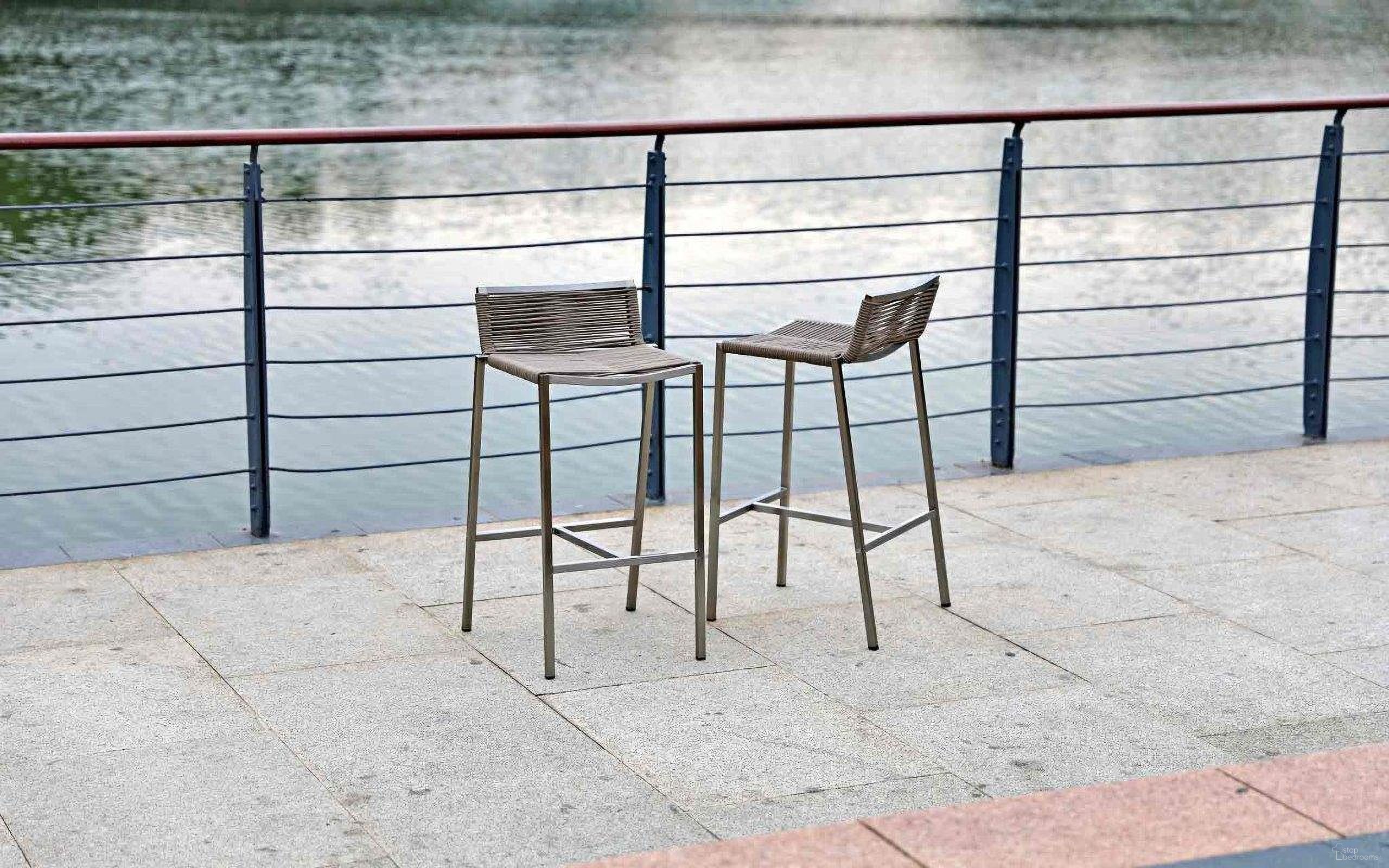 The appearance of Stone Indoor/Outdoor Barstool Set of 4 designed by Whiteline Modern Living in the modern / contemporary interior design. This taupe piece of furniture was selected by 1StopBedrooms from Stone Collection to add a touch of cosiness and style into your home. Sku: BS1597-WBAC. Material: Rope.